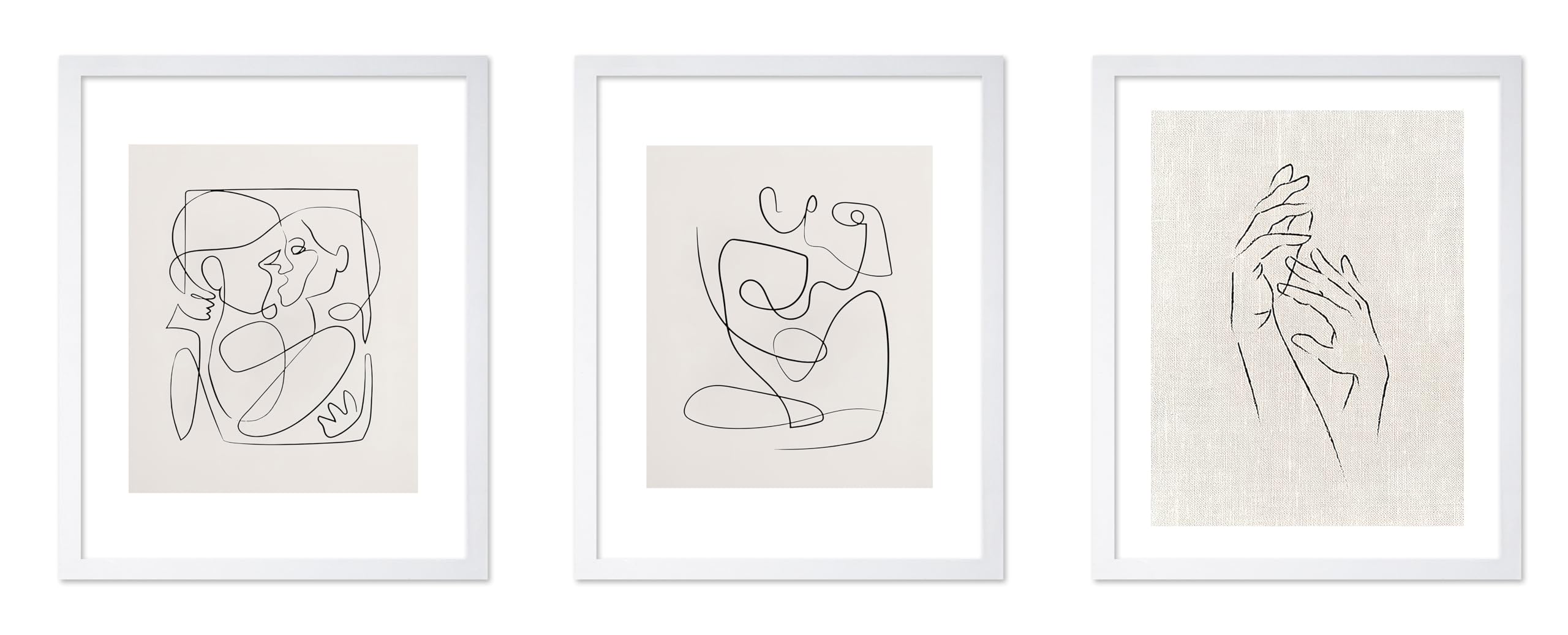 Poster Master 3-Piece Vintage Abstract Figures Poster - Retro Line Drawing Print - Line Art - Gift for Men, Women, Lovers - Mini
