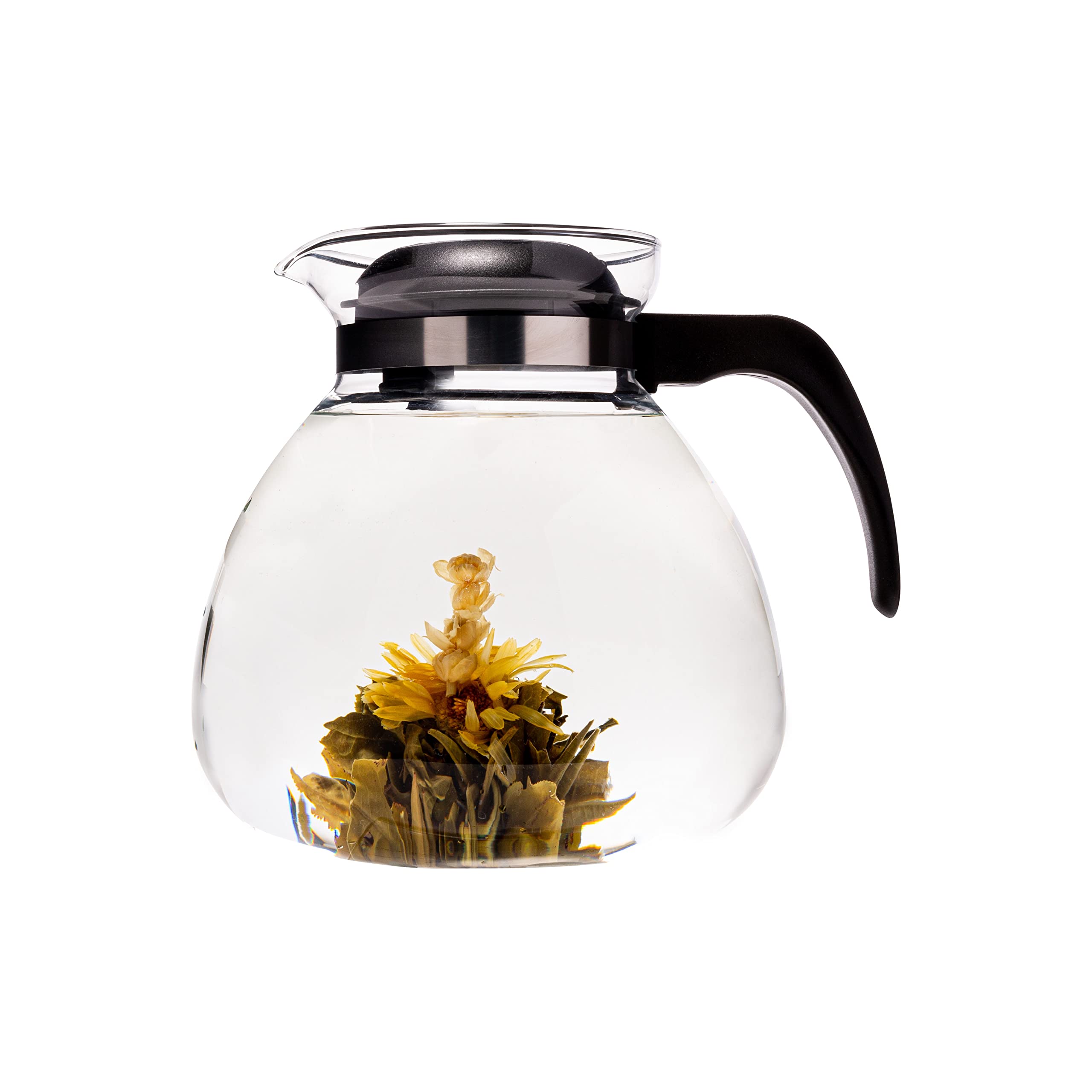 Simax Glassware 2.5 Quart Glass Teapot | Short Spout, Stay Cool Plastic Handle And Lid, Stovetop And Dishwasher Safe, Heat, Cold