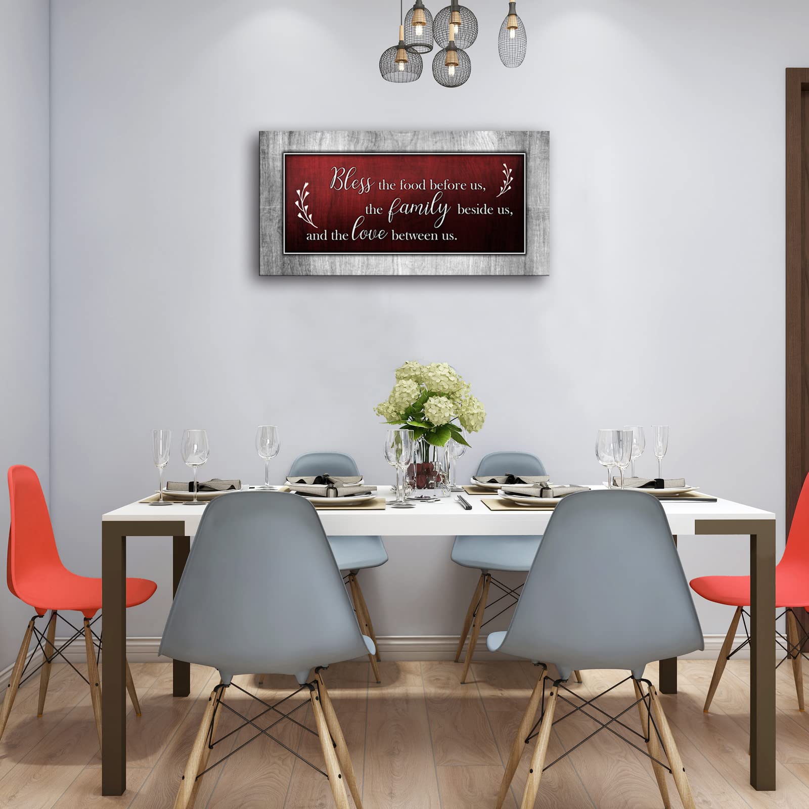 Motivational Quotes Christian Wall Art Red And Grey Canvas Prints Bless The Food Quote Wall Pictures Framed Artwork For Home Liv