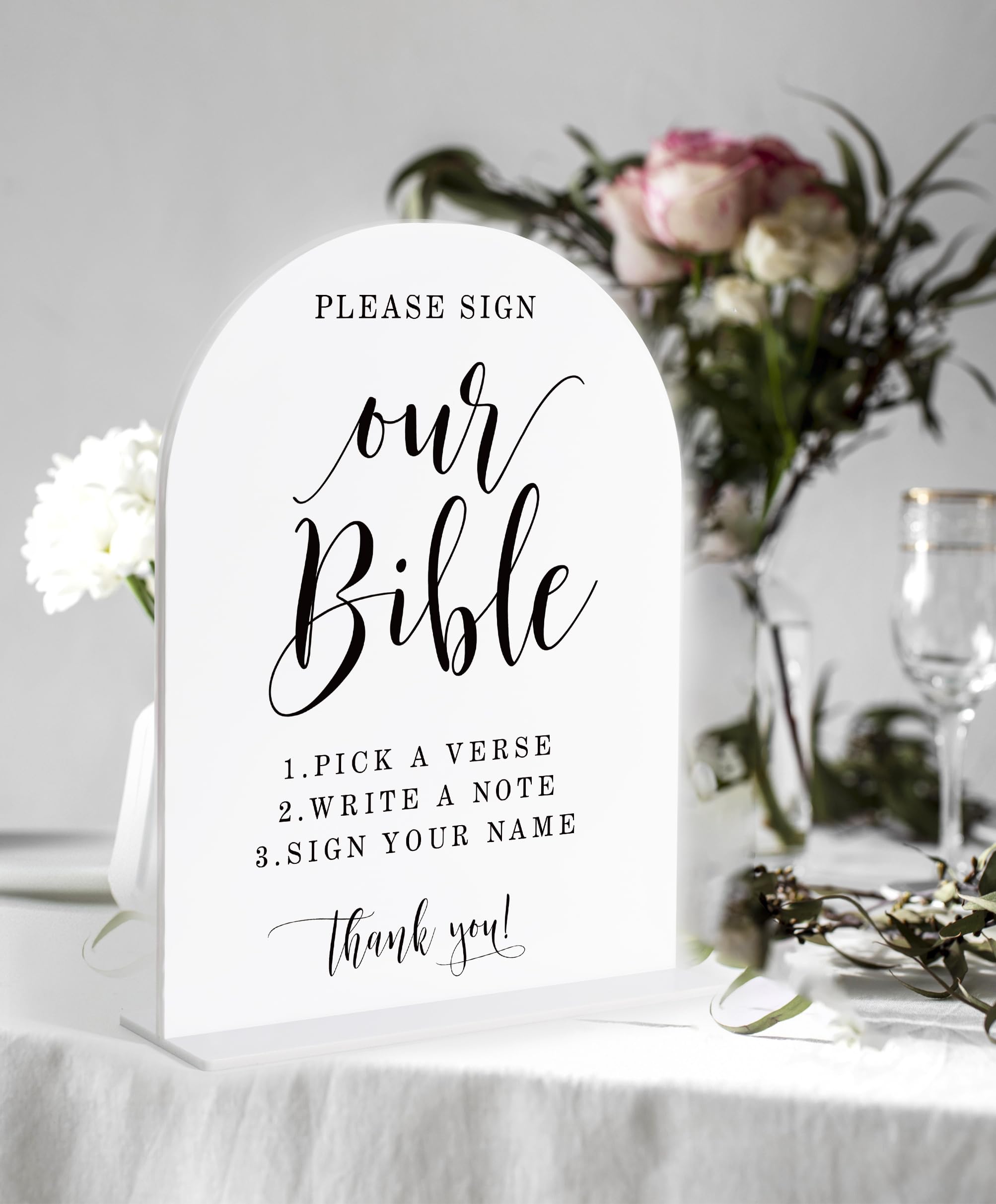 Wedding Bible Guest Book Sign, Please Sign Our Bible for Wedding, White Arch Acrylic Sign, Bridal Shower Decor, Engagement Party
