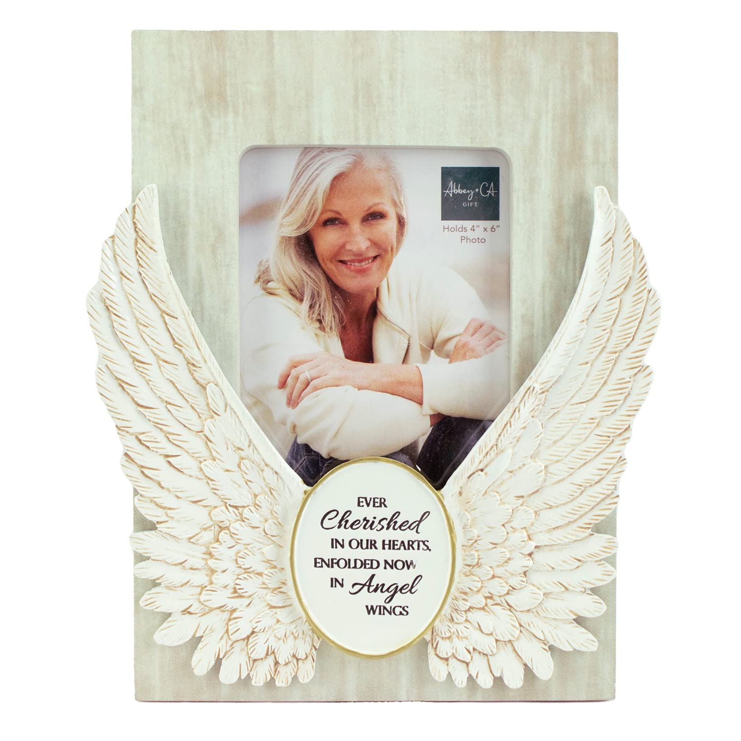 Angel Wings Memorial Photo Frame, Home Decor Gift For Death Of A Loved One, Holds 4-inch By 6-inch Photo, By Abbey & CA Gift,Ant