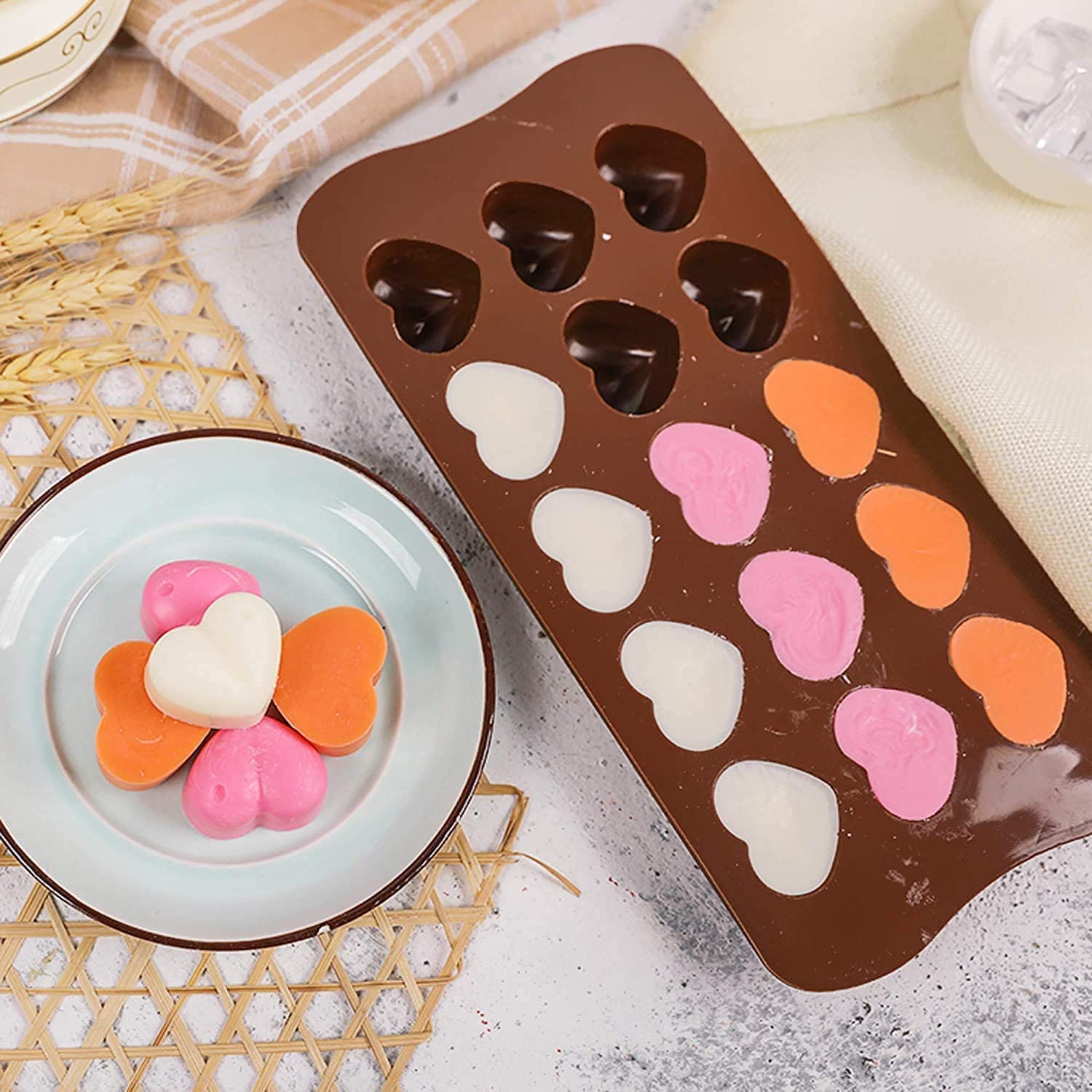 Heart Shaped Silicone Chocolate Mold Vencilazy 15-Cavity Valentine'S Day Heart Chocolate Gummy Mould Love Candy Jelly Ice Cube T