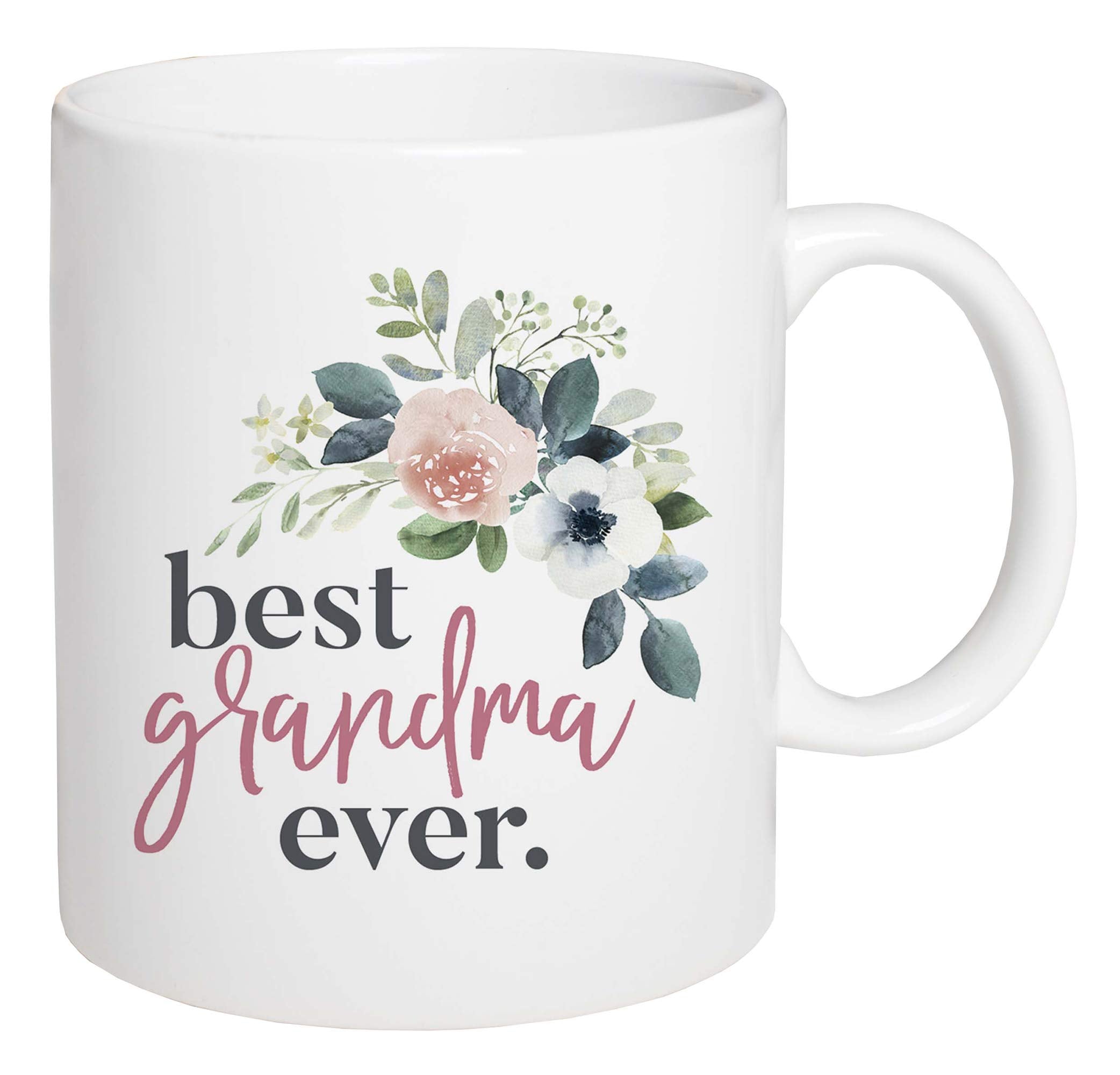 P. Graham Dunn Best Grandma Ever Floral Pink 15 ounce Glossy Porcelain Ceramic Coffee Mug