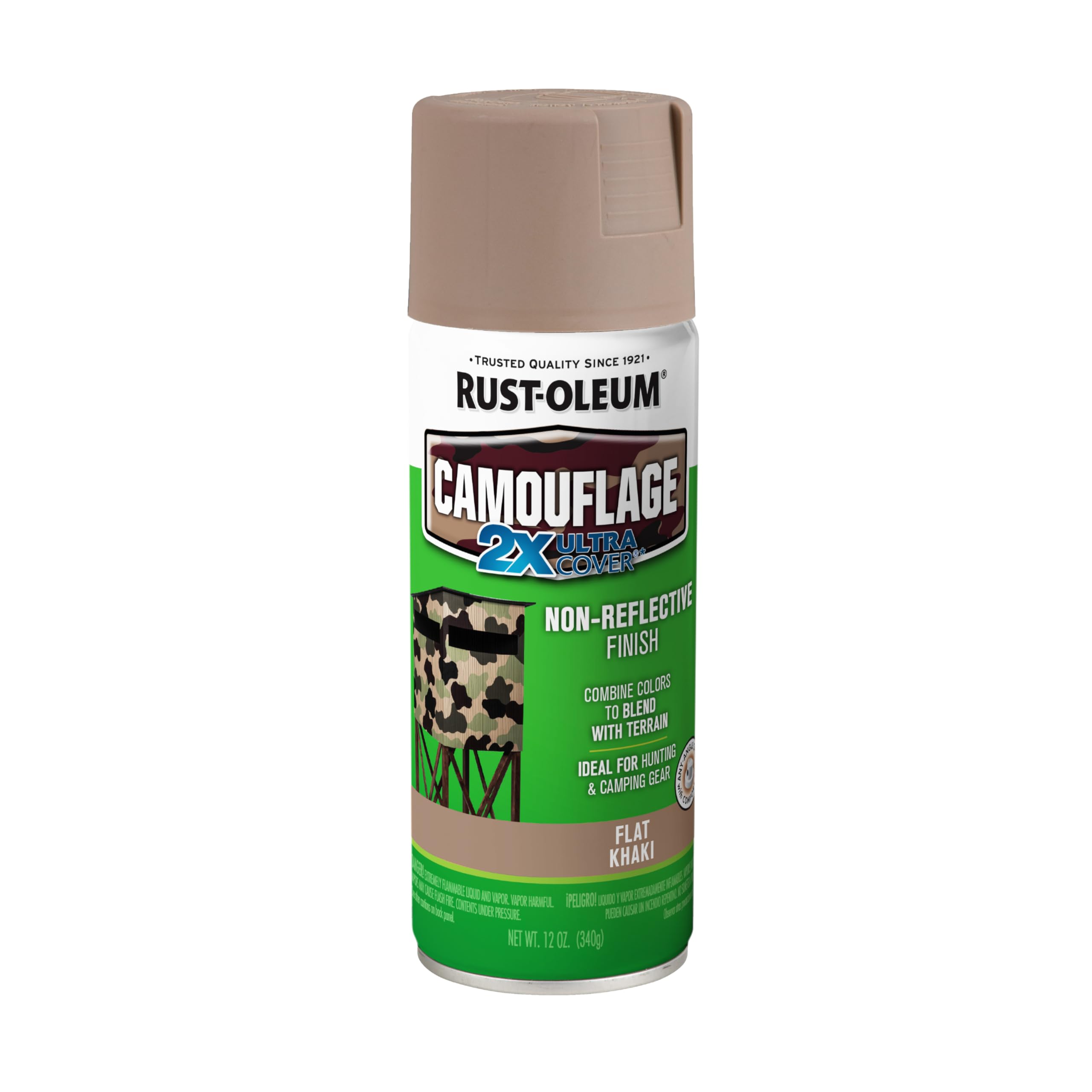 Rust-Oleum 279177 Camouflage 2X Ultra Cover Spray Paint, 12 oz, Khaki-New Condition