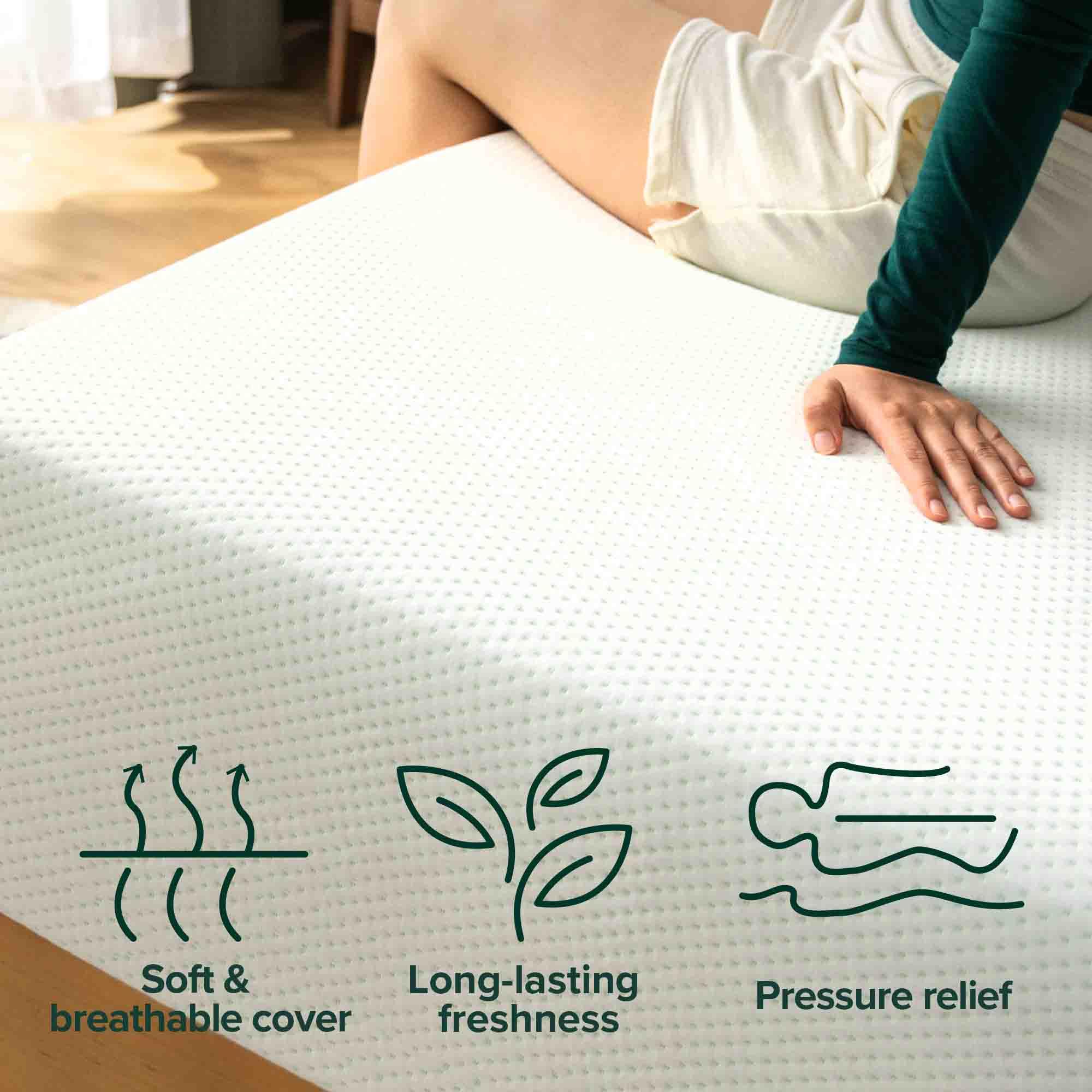 Zinus 14 Inch King Green Tea Memory Foam Mattress, Fiberglass Free, Medium Firm Feel, Zoned Pressure Relief, Certified Safe Foam