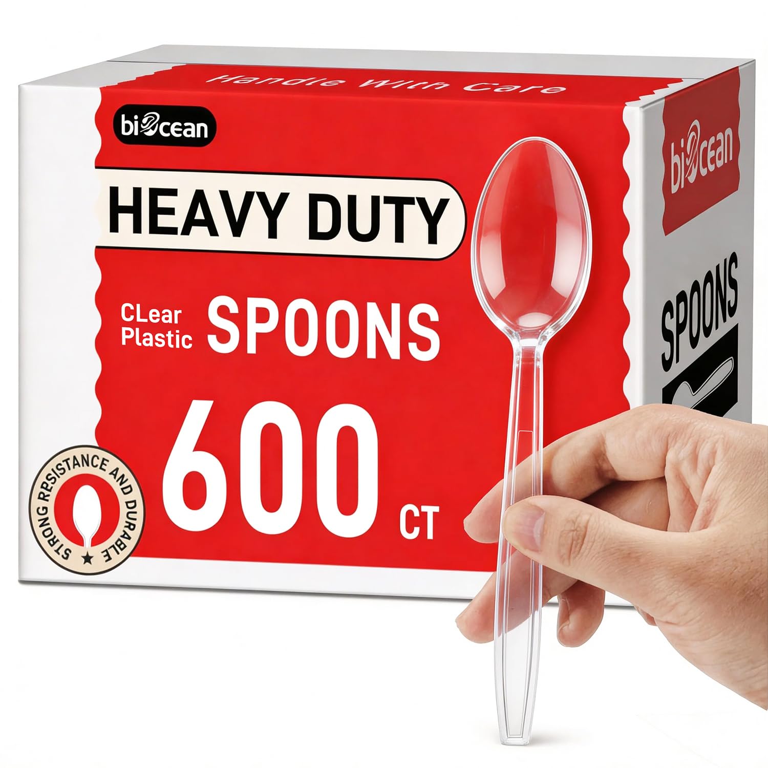 600 Count Disposable Plastic Spoons Clear Heavy Duty Plastic Spoons Bulk