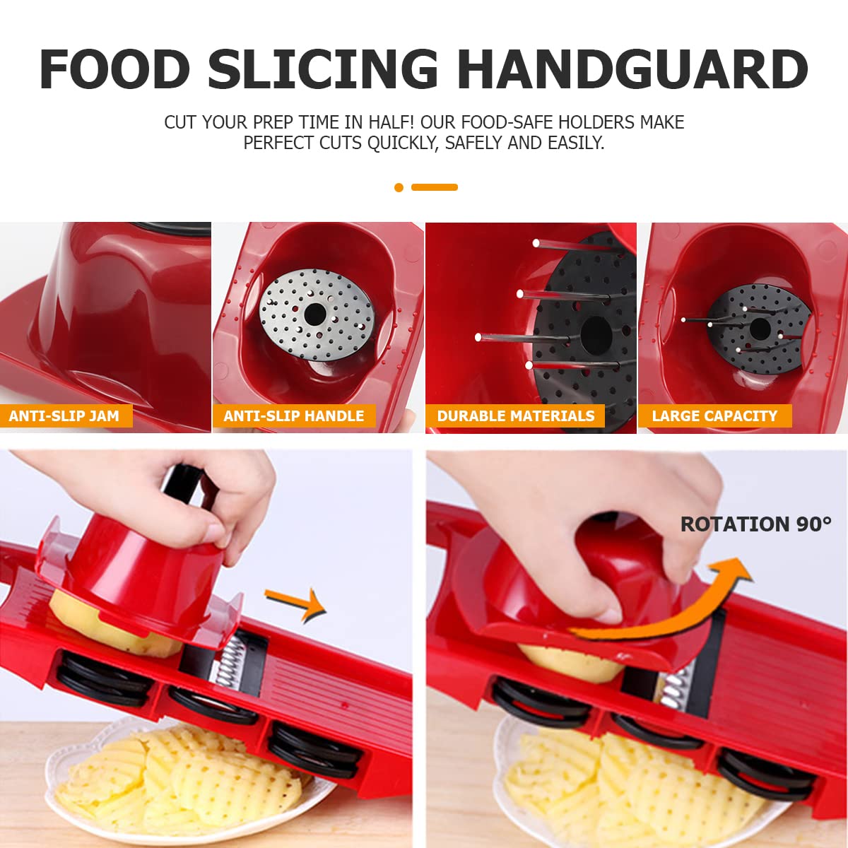 DOERDO Food Safety Holder for Mandolin Slicer, Red Plastic Finger Guard, 4.8"x3.5", Model DD-Food Slicer-red-US