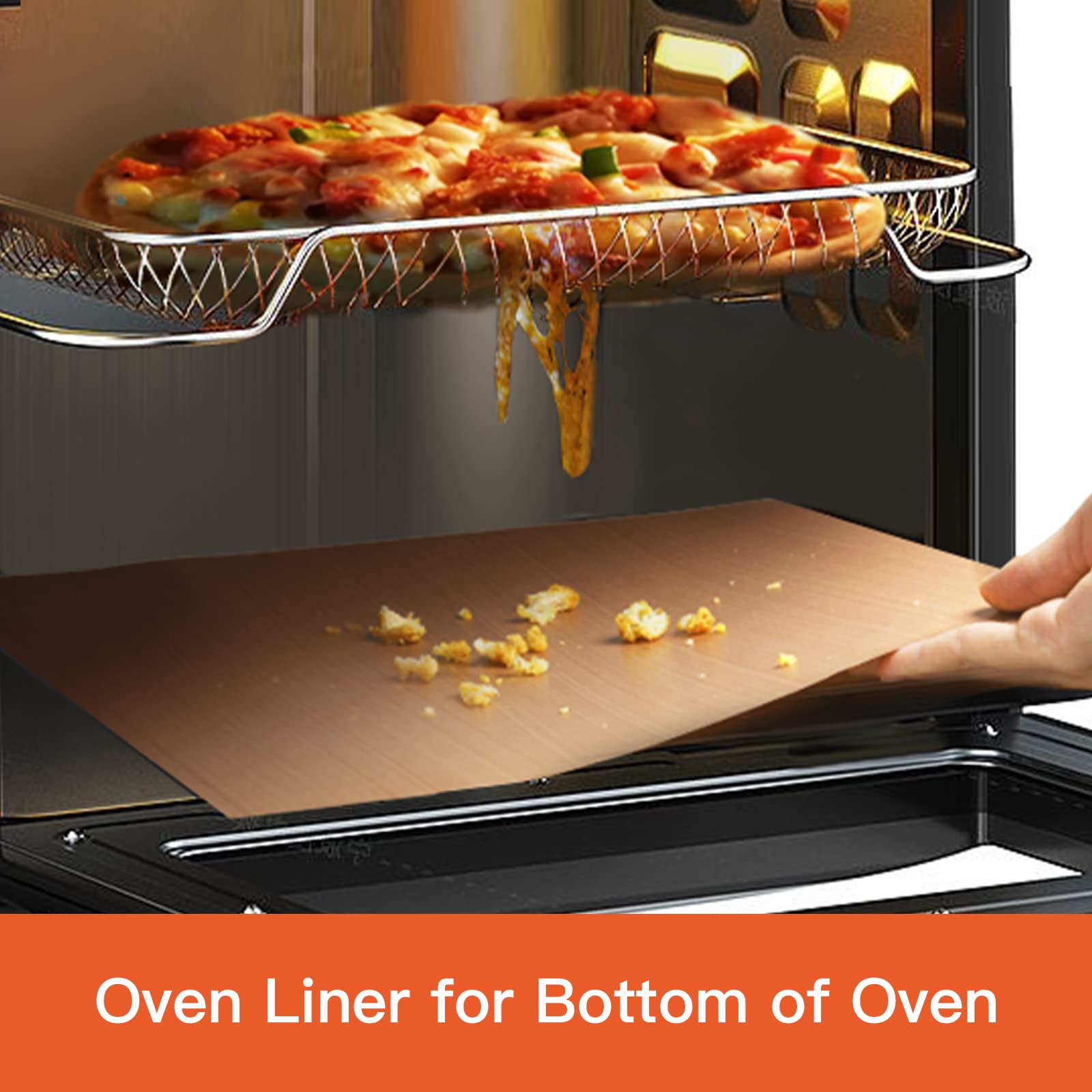 4 Pack Large Copper Oven Liners For Bottom Of Electric Gas Oven, Reusable - Heavy Duty Non-Stick Teflon Mats 15.8''X 23.7'', Eas