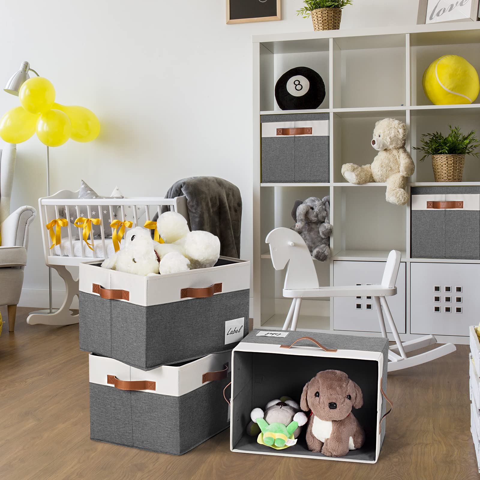 Ghvyennttes Extra Large Storage Bins With Lids 6 Pack, Foldable Fabric Storage Boxes With Lids And 3 Leather Handles, Storage Ba