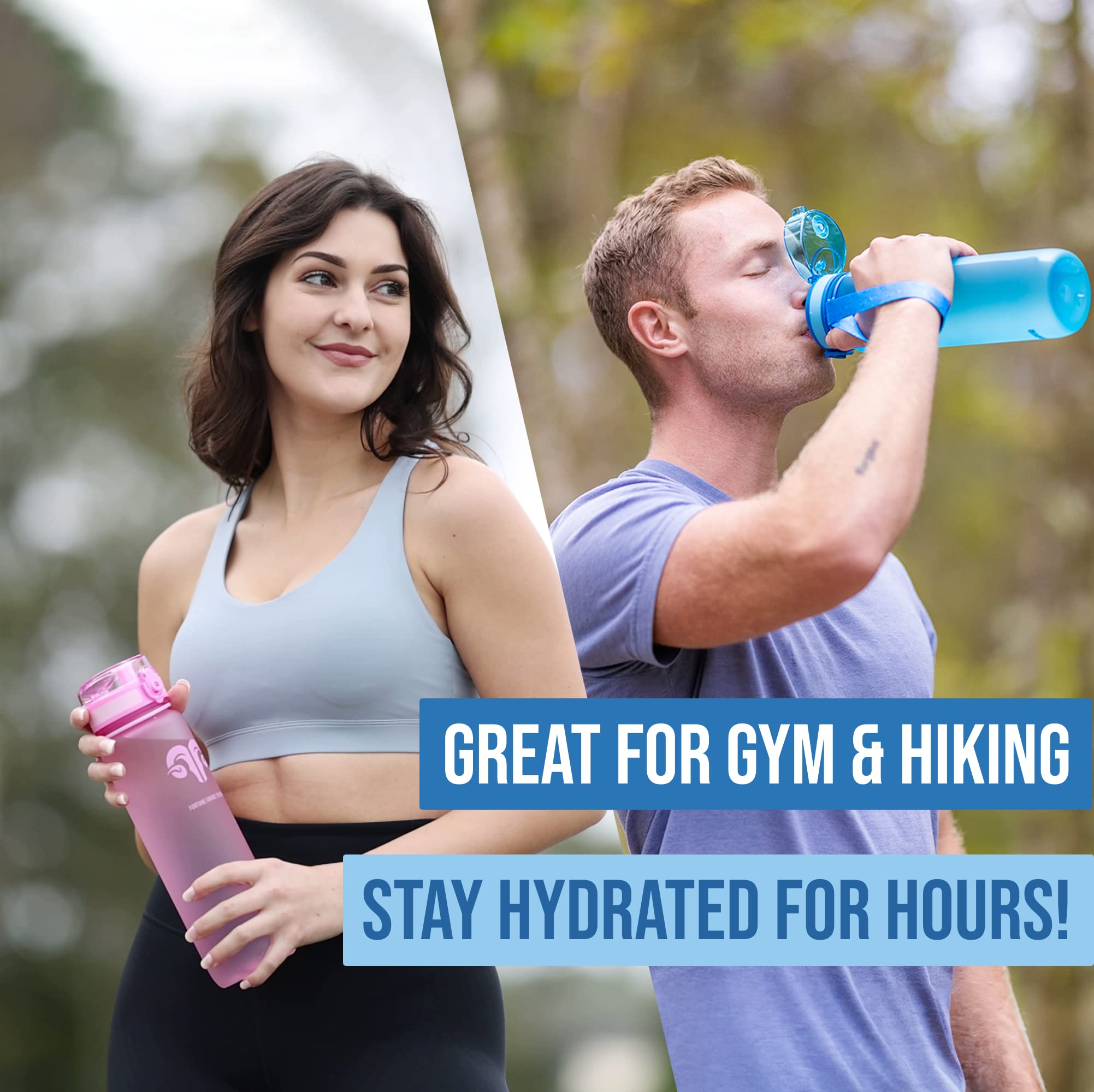 Embrava Best Sports Water Bottle - 32oz Large - Fast Flow  Flip Top Leak Proof Lid w/One Click Open - Non-Toxic BPA Free & Eco-Friendly Plastic - For Men & Women