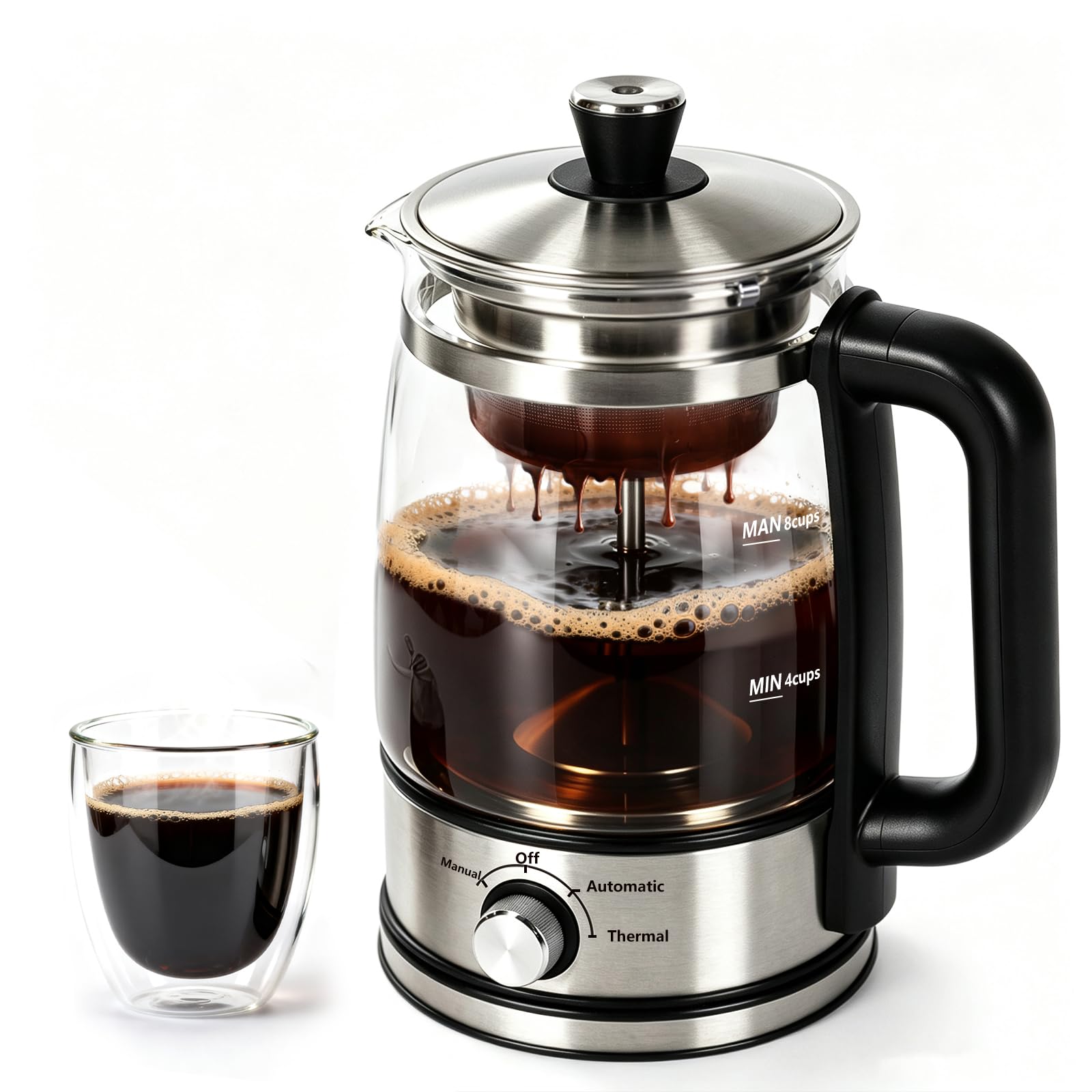 Morniva 8Cup Electric Percolator Coffee Pot,Glass Percolator Coffee Maker