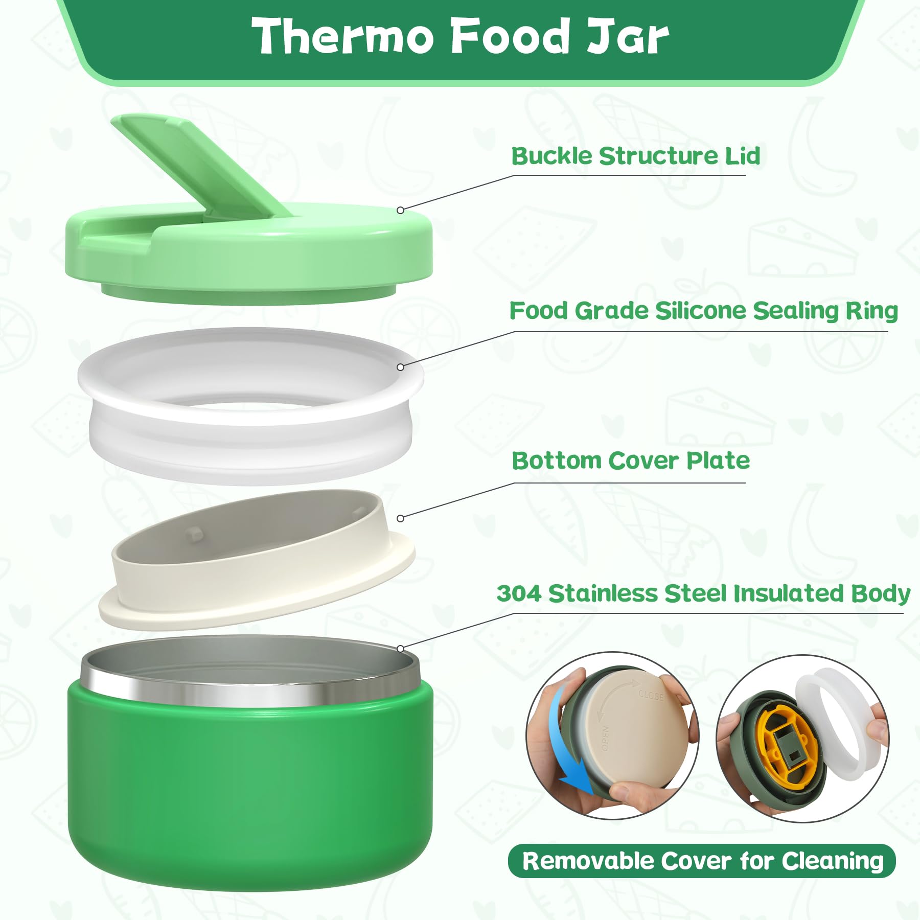 Aimsnk Kids Bento Lunch Box With 8Oz Soup Thermo, Kids Leakproof Lunch Food Containers With 4 Compartment, Kids Insulated Hot Fo