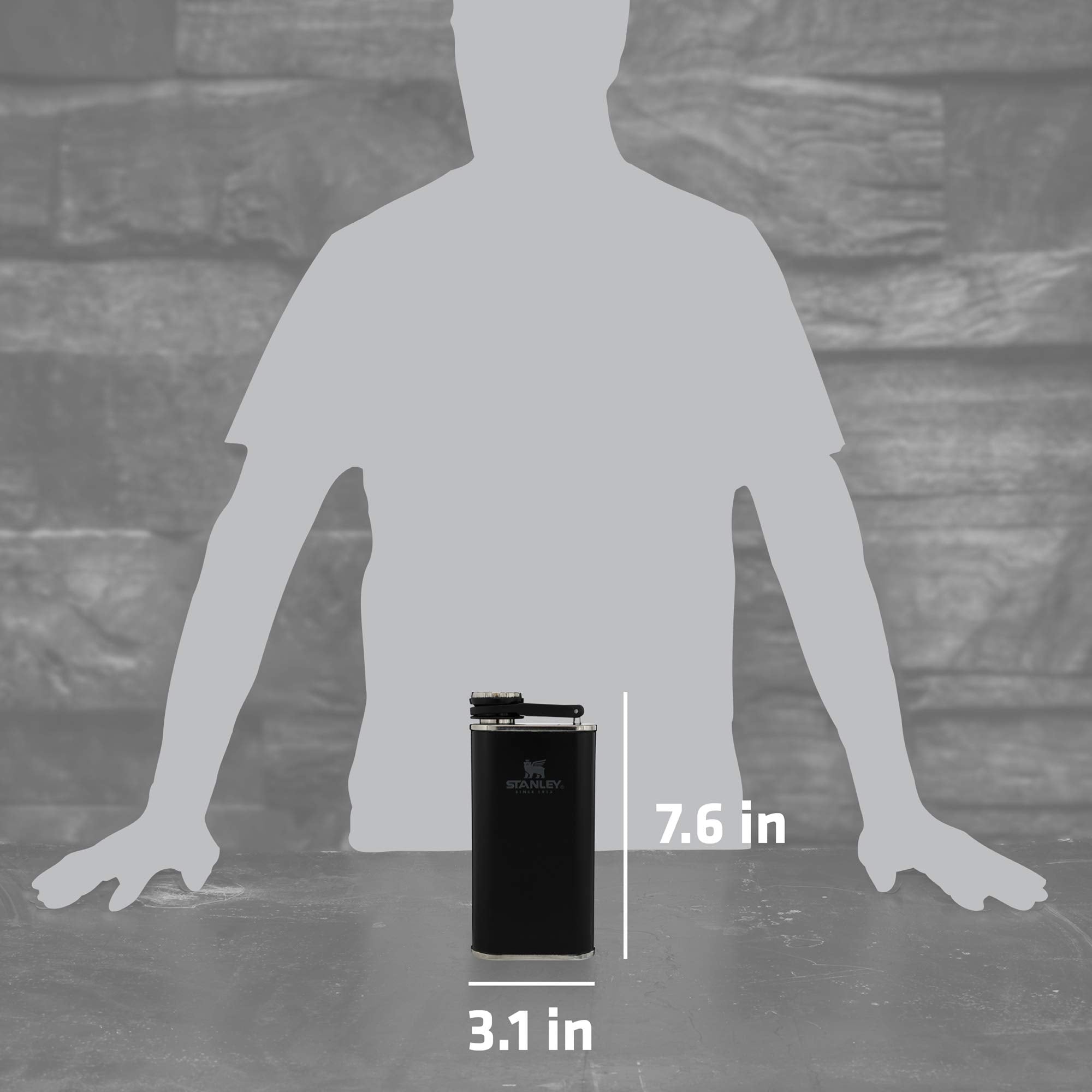 Stanley Classic Flask 8Oz With Never-Lose Cap, Wide Mouth Stainless Steel Hip Flask For Easy Filling & Pouring, Insulated Bpa-Fr