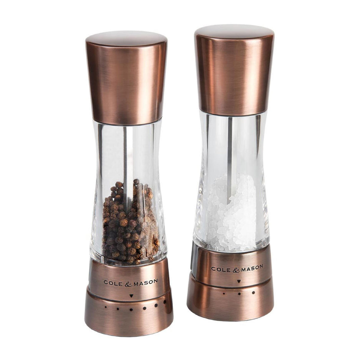 Cole & Mason Derwent Grinder Set - Precision Mechanisms And Sea Salt And Peppercorns Mills - Derwant Salt And Pepper, Copper