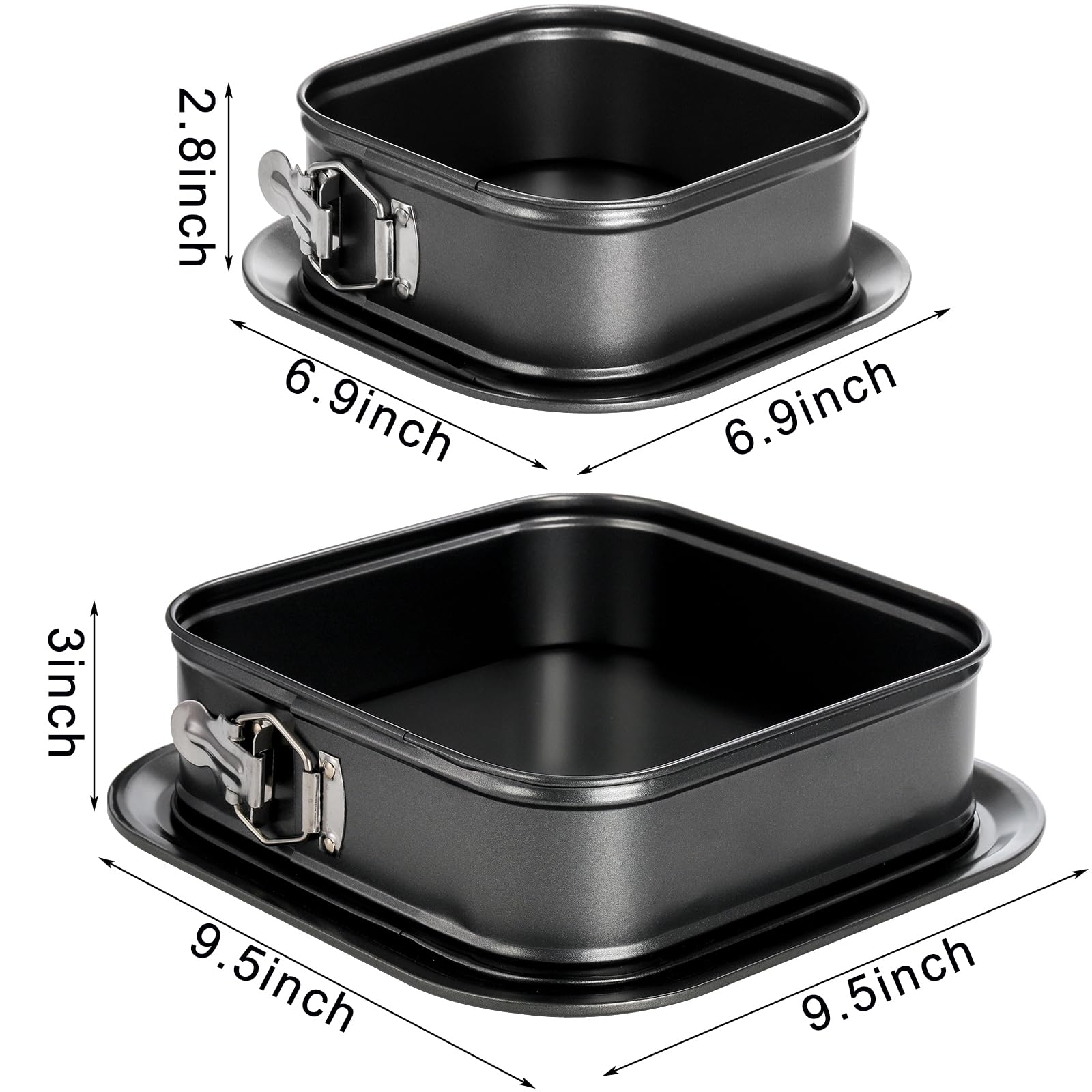 Soujoy Set Of 2 Springform Cake Pan, Non-Stick Square Cheesecake Pan, Cake Pan With Removable Bottom, Ice Cream Cake Bakeware, B
