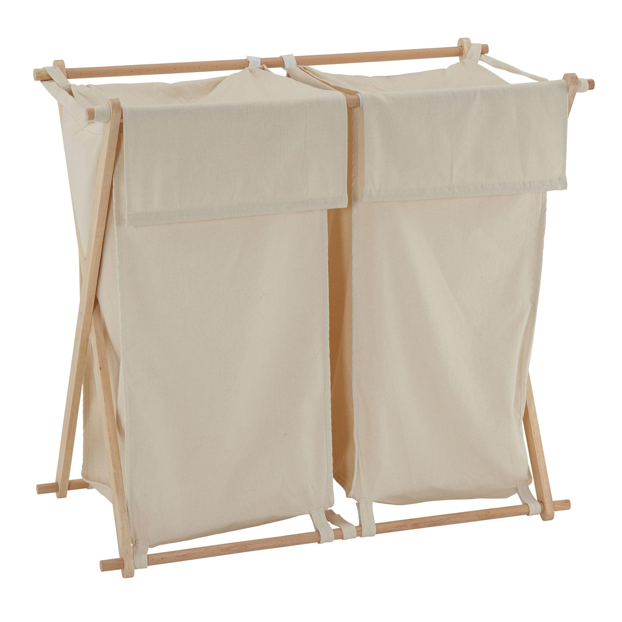 Household Essentials 6786-1 Collapsible Double X-Frame Laundry Hamper Sorter With Fold Over Lid , White
