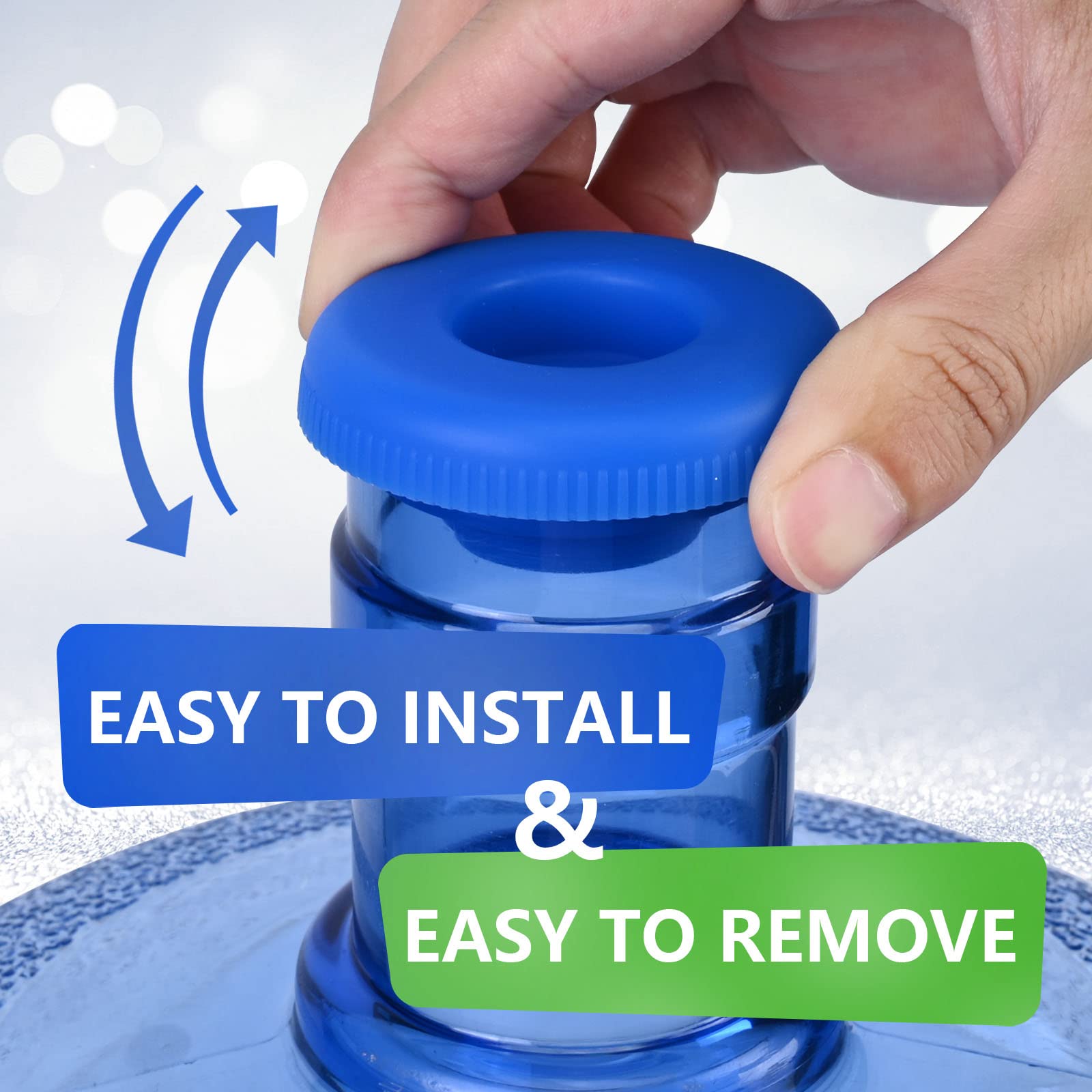 Kinggrand Kitchen 5 Gallon Water Jug Cap Matches Water Bottle Dispenser 4 Pack Reusable Water Bottle Cap Silicone No Spill Top L