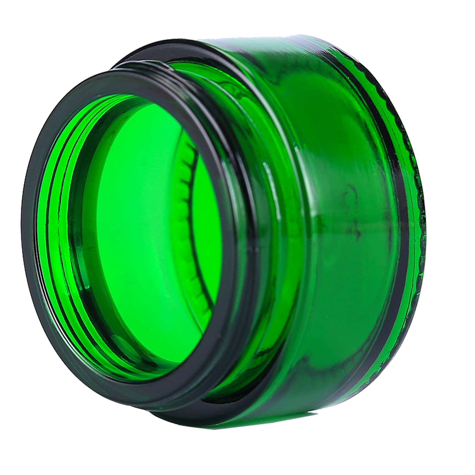 Over News 1PCS 1 oz Glass Container Jars with Lids  Amber Empty Cosmetic Round for Cream  Lotion (GREEN)