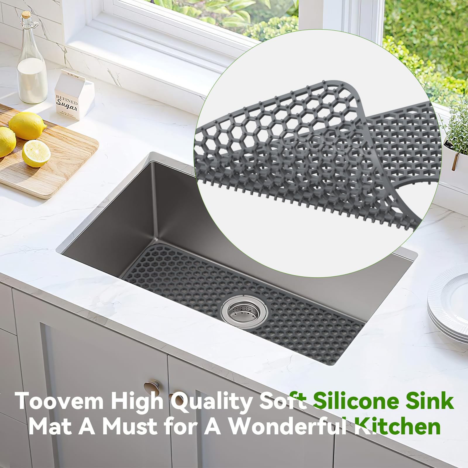 Silicone Sink Mat Toovem Kitchen Sink Mats 26''X14'' Sink Protectors For Kitchen Sink With Heat Resistant Flexible Stable For Bo