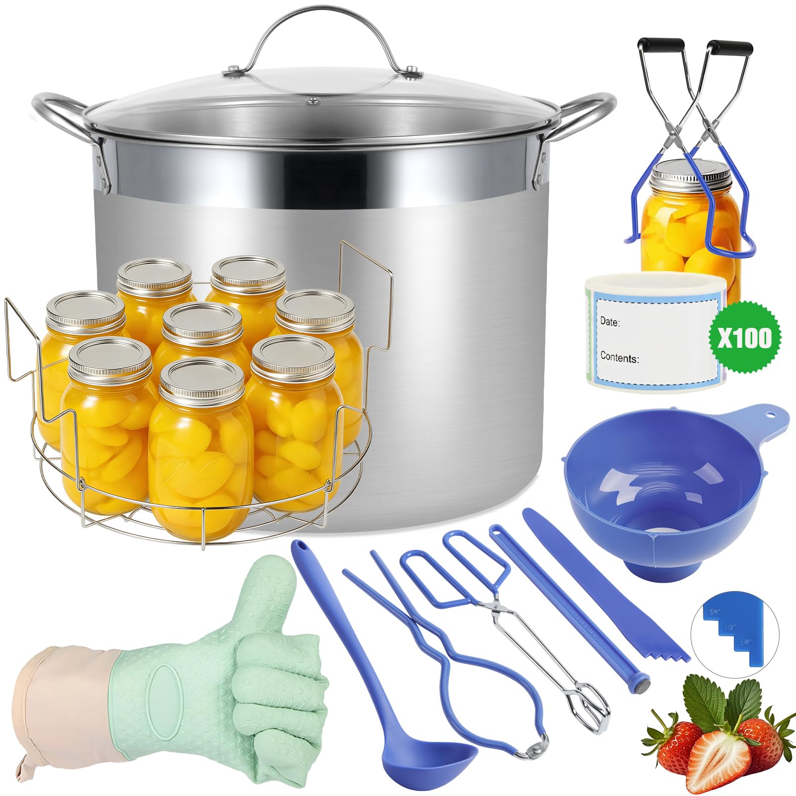 HOMKULA 27.5 QT Water Bath Canning Pot with Rack and Lid, Canning Supplies