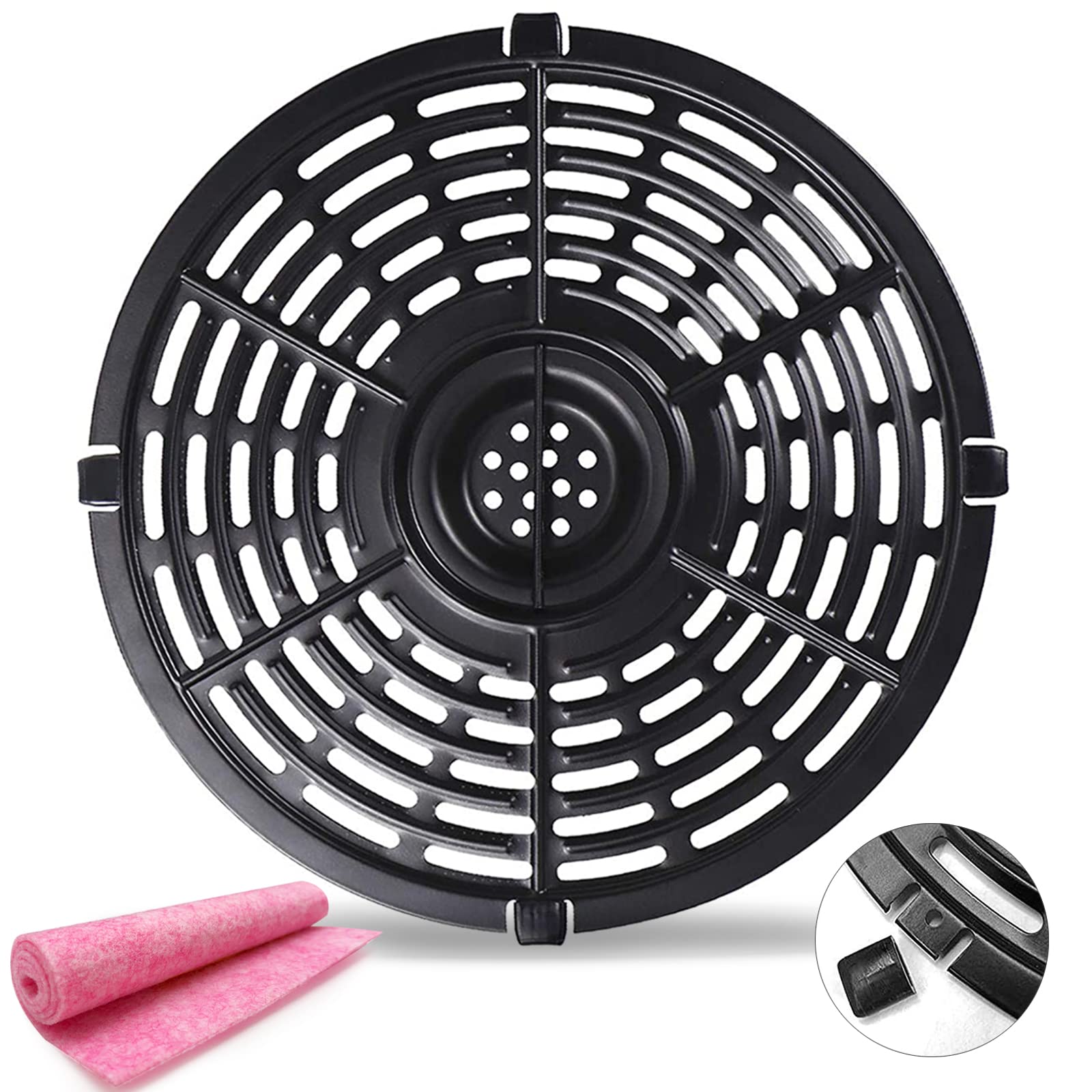 Air Fryer Replacement Parts, Round Grill Plate Crisper Plate for 3.7 QT Non-Stick Coating Air Fryer Accessories Air Fryer Rack C