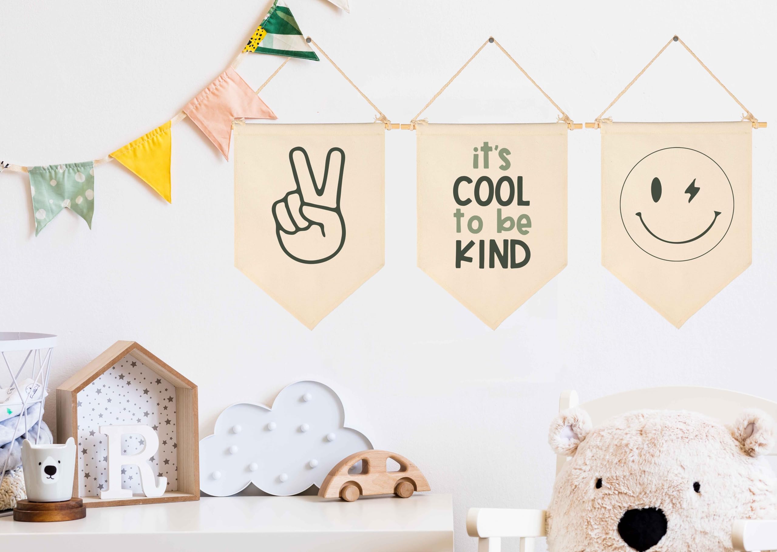 It s Cool to Be Kind-Flag Decor Gifts for Baby Boys Girls Kids-Canvas Hanging Banner Wall Sign Decor Gifts for Nursery Baby Room