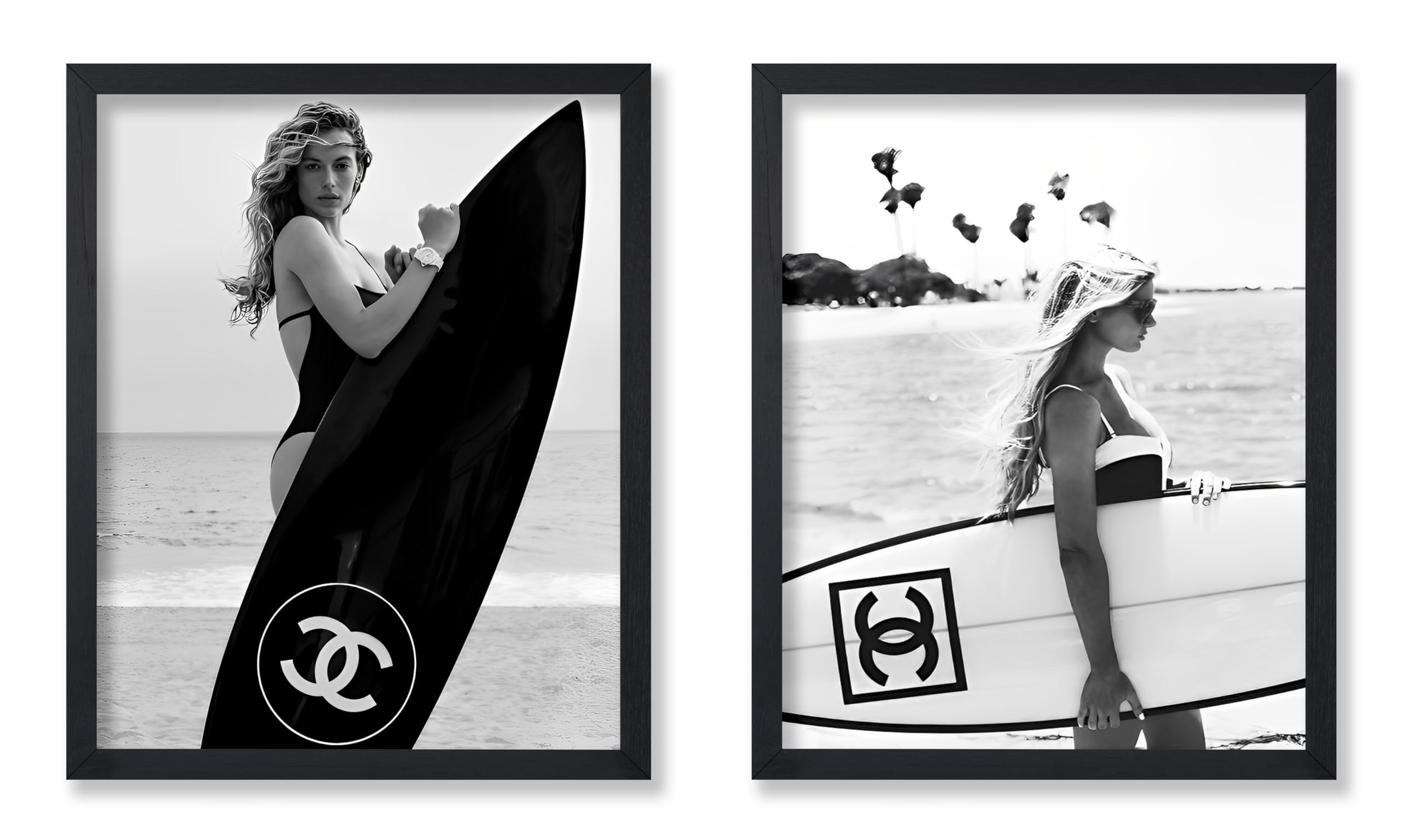 Poster Master 2-Piece Vintage Women Surfer Poster - Retro Fashion Print - Photograph Art - Glam Gift for Her, Women, Fashionista