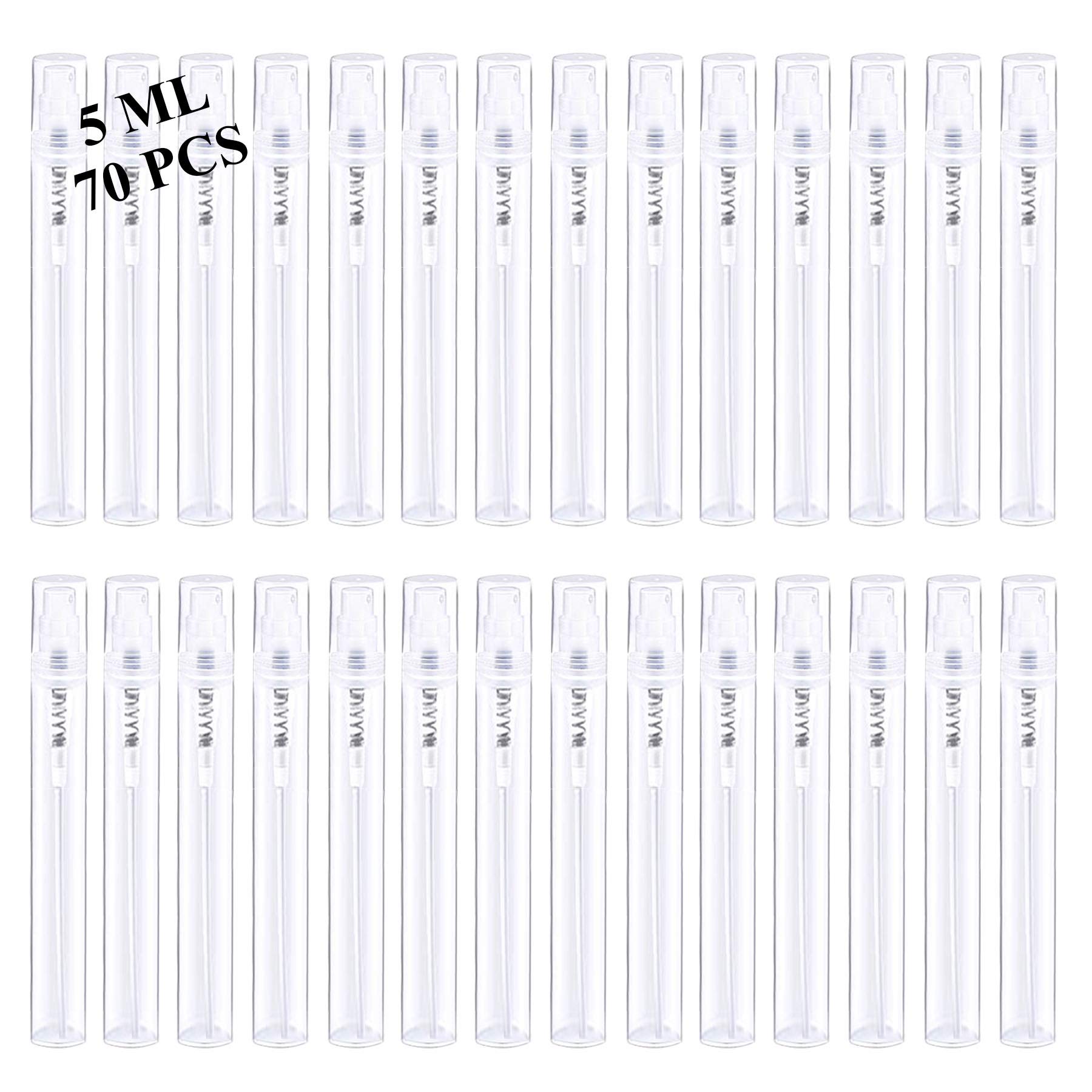 Csdtylh Mini Spray Bottles 70Pcs 5Ml Clear Plastic Empty Sample Containers Fine Mist Perfume Travel Refillable Spray Bottle Perf