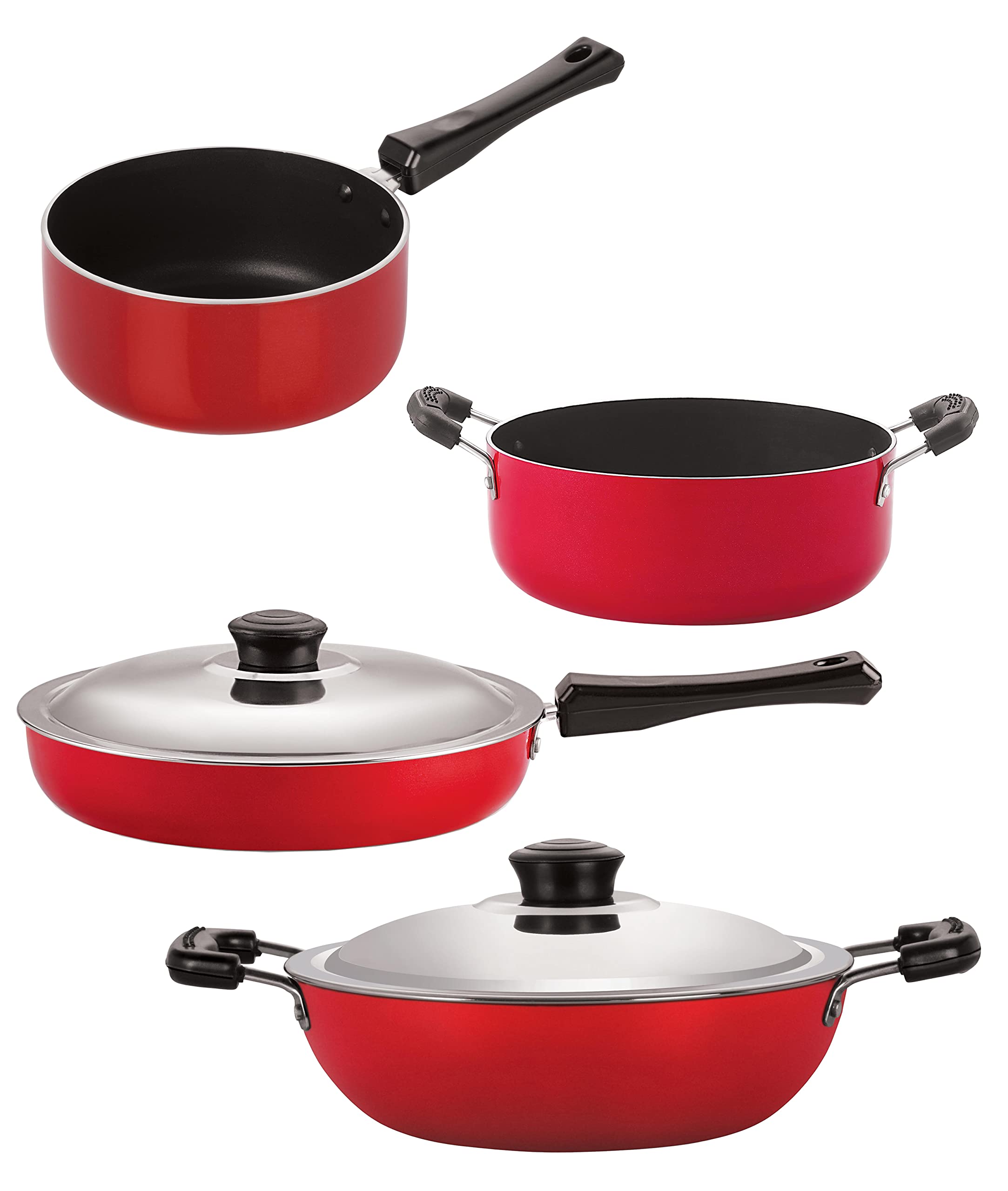 Nirlon NonStick Aluminium Heat Resistance Cookware Set Of 4Pieces With Bakelite Handle (Fp11_Dkd(J)_Sp(B)_Cs24)