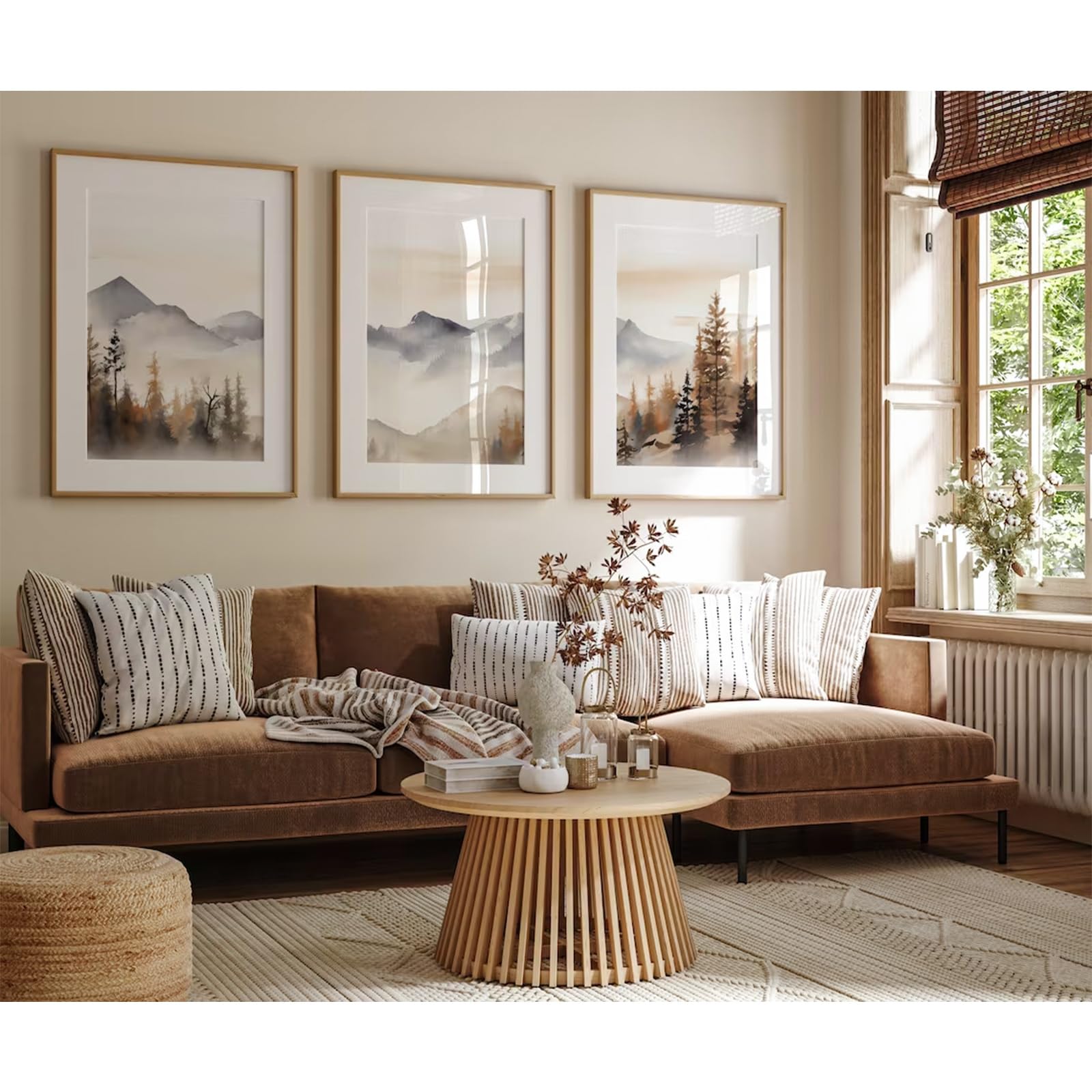 Neutral Mountain Wall Art Decor Set Of 3 Forest Canvas Wall Art Poster Landscape Wall Art Artwork Modern Pictures Abstract Paint