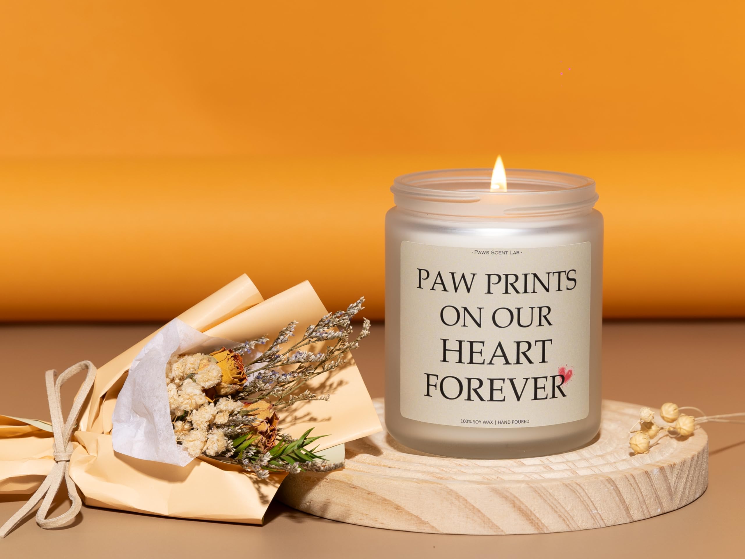 Paw Prints On Our Heart Forever Candle, Dog Memorial Gifts for Loss,Loss of Dog Sympathy Gift, Pet Memorial Gifts for Dogs - Lav
