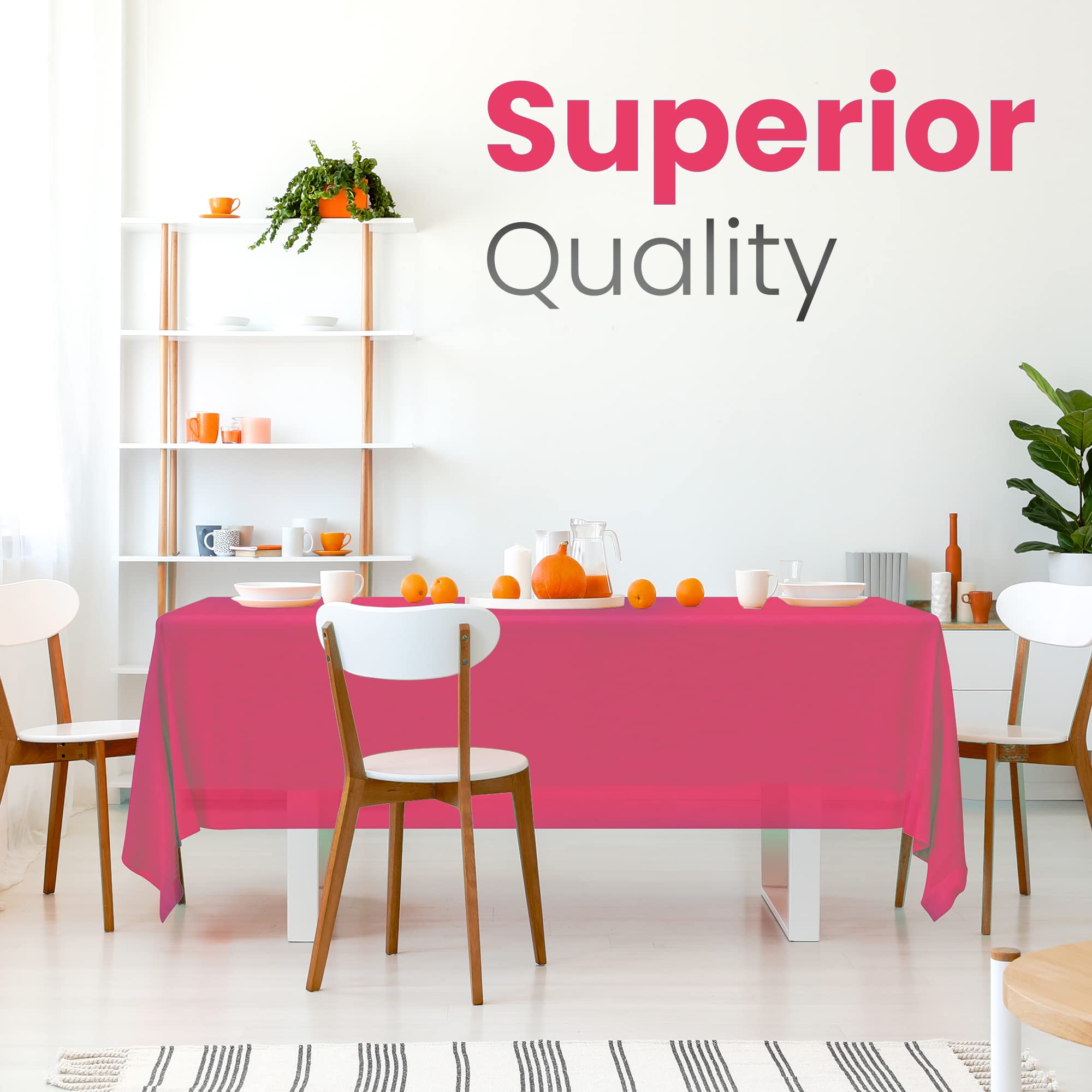 14 Pack Premium Hot Pink Plastic Tablecloth - 54 X 108 In. Disposable Rectangle Plastic Table Cloth - Decorative Rectangle Table