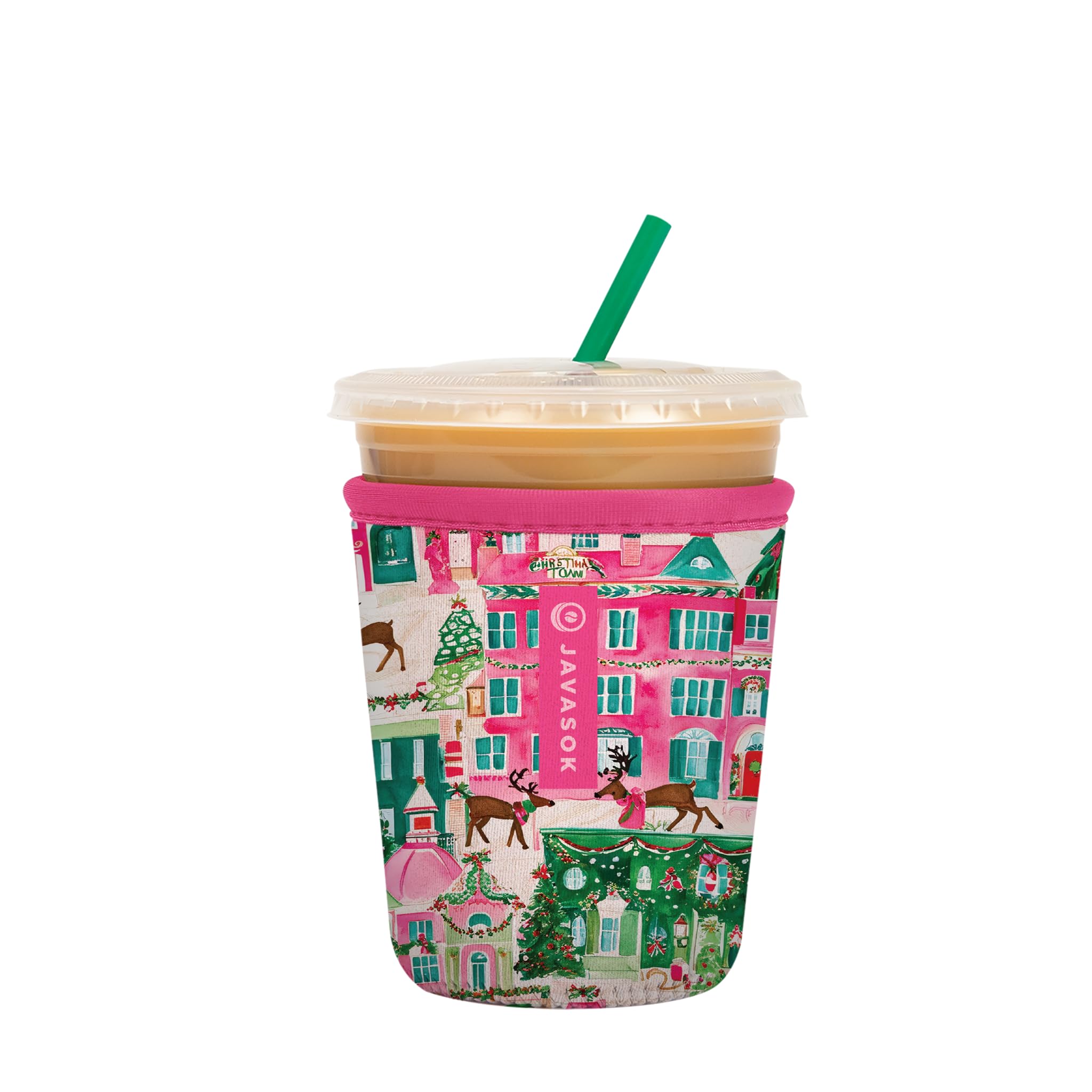 Sok It JavaSok Iced Coffee & Cold Soda Insulated Neoprene Cup Sleeve (Sugarplum Street, Small: 16-20oz)