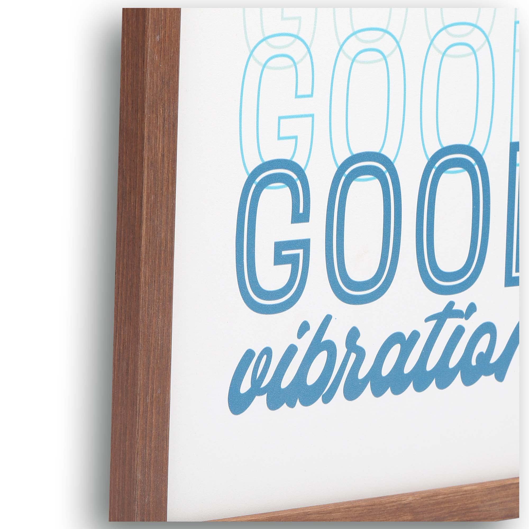 Good Vibrations Framed Wood Wall Decor - Retro Vibe Wall Art For Bedroom, Living Room Or Beach House