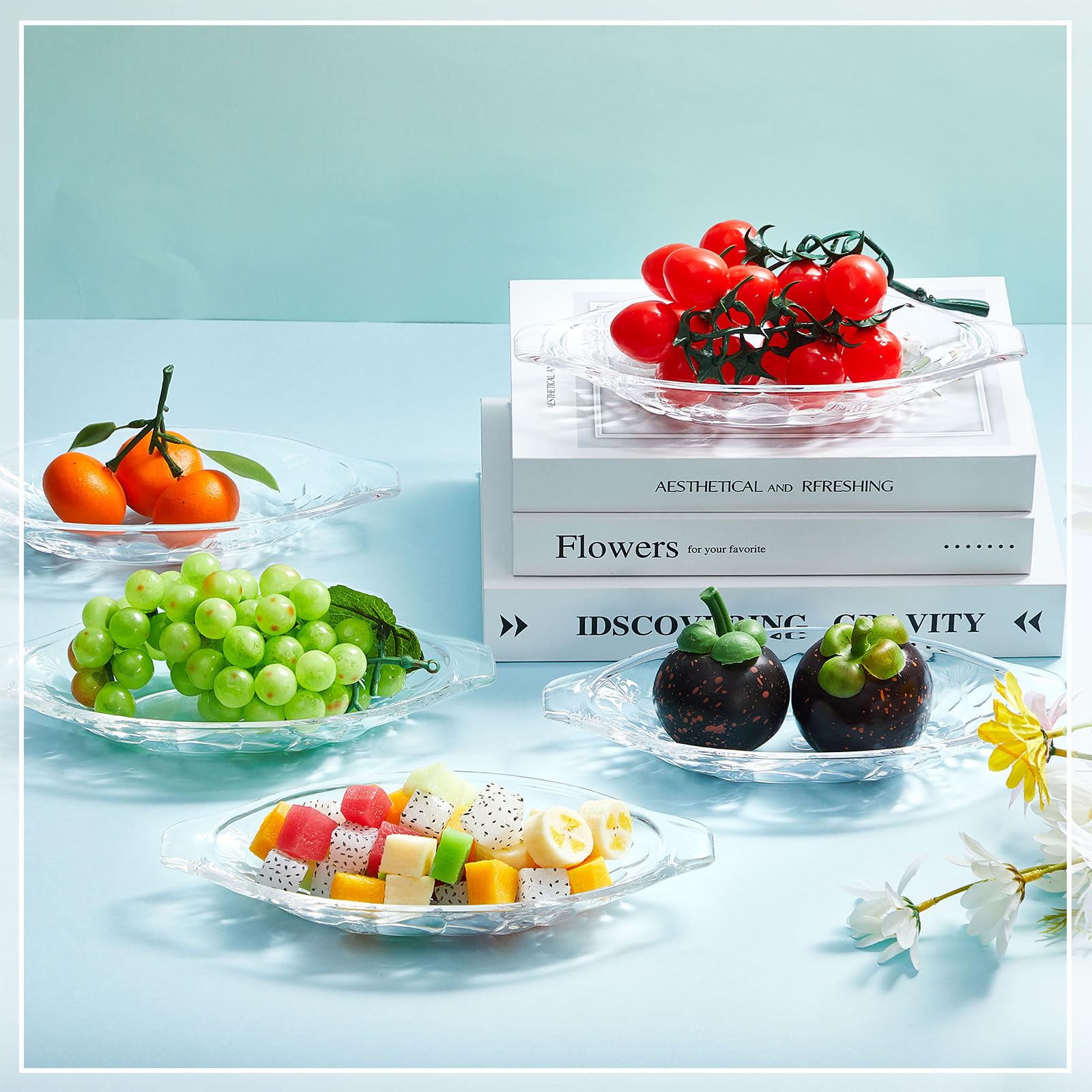 Mumufy Acrylic Banana Split Bowls Set with Stainless Steel Spoons, Clear, 6 Pcs, 6.3 oz, Ideal for Ice Cream, Fruits, and Sundaes
