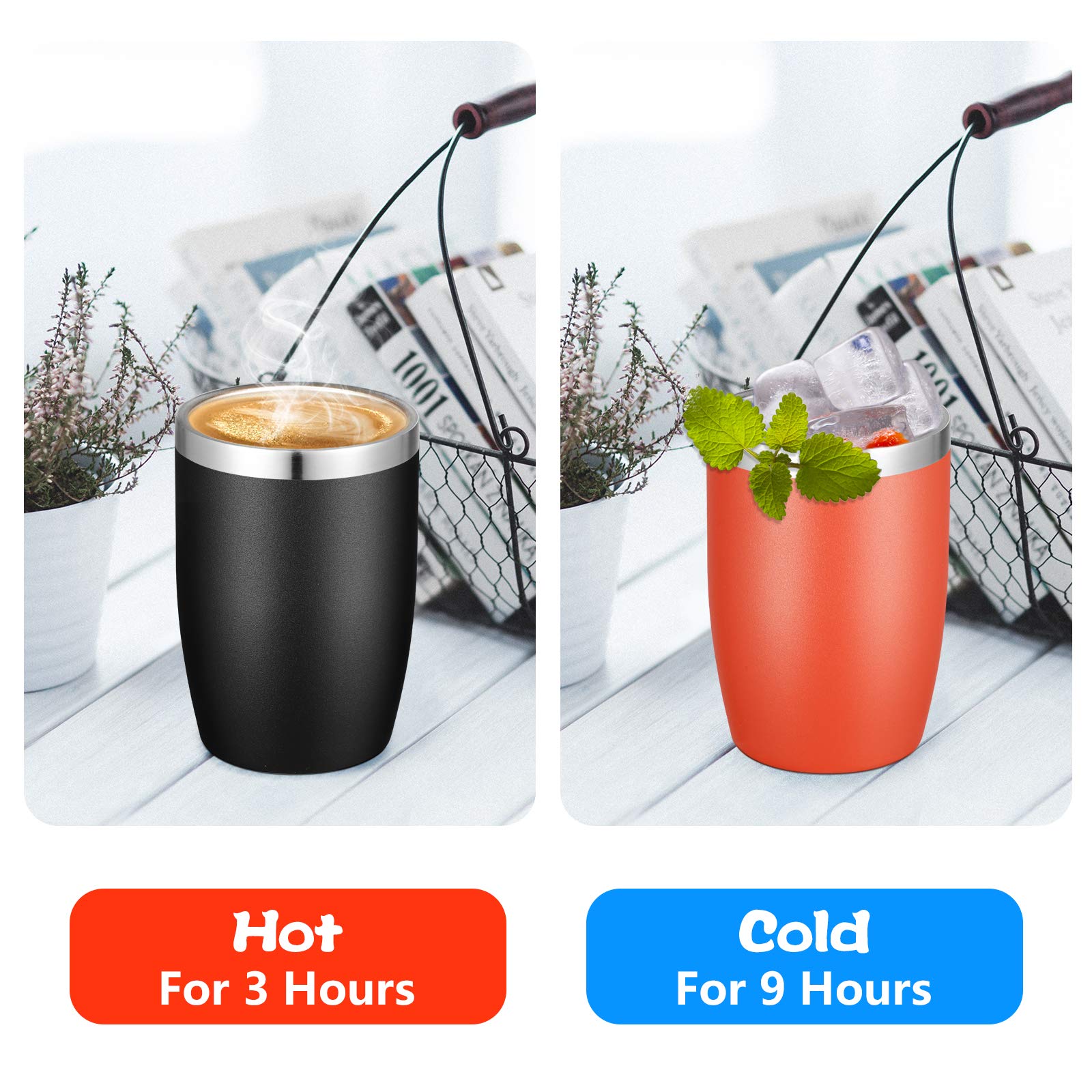 Vegond Stainless Steel 12 Oz Tumblers Bulk Vacuum Insulated Double Wall Travel Tumbler With Lid And Straw Reusable Tumbler, Blac