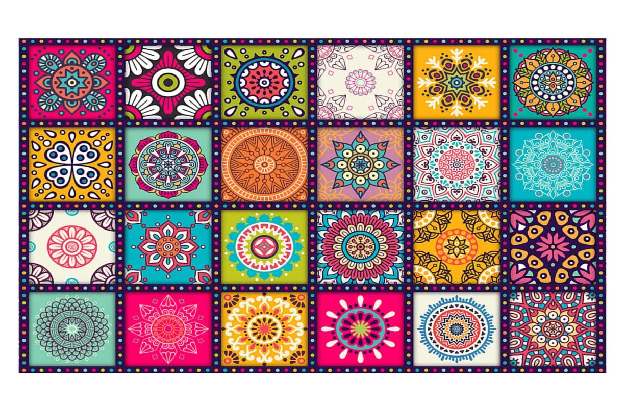 Decal Creation Mandala Rectangles Kitchen Wall Sticker Multicolor Size 61 Cm X 91 Cm