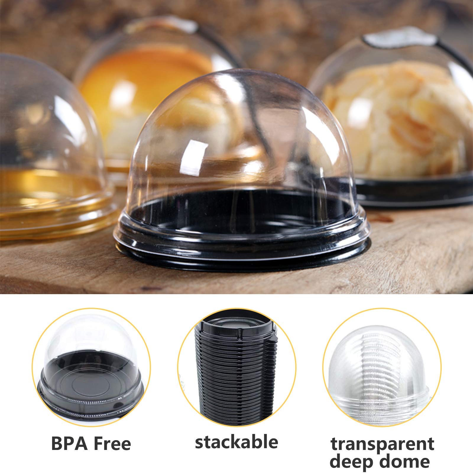 Clear Plastic Mini Cupcake Container, Mini Cupcake Boxes Mooncake Boxes Muffin Pod Clear Deep Dome,Plastic Disposable Stackable