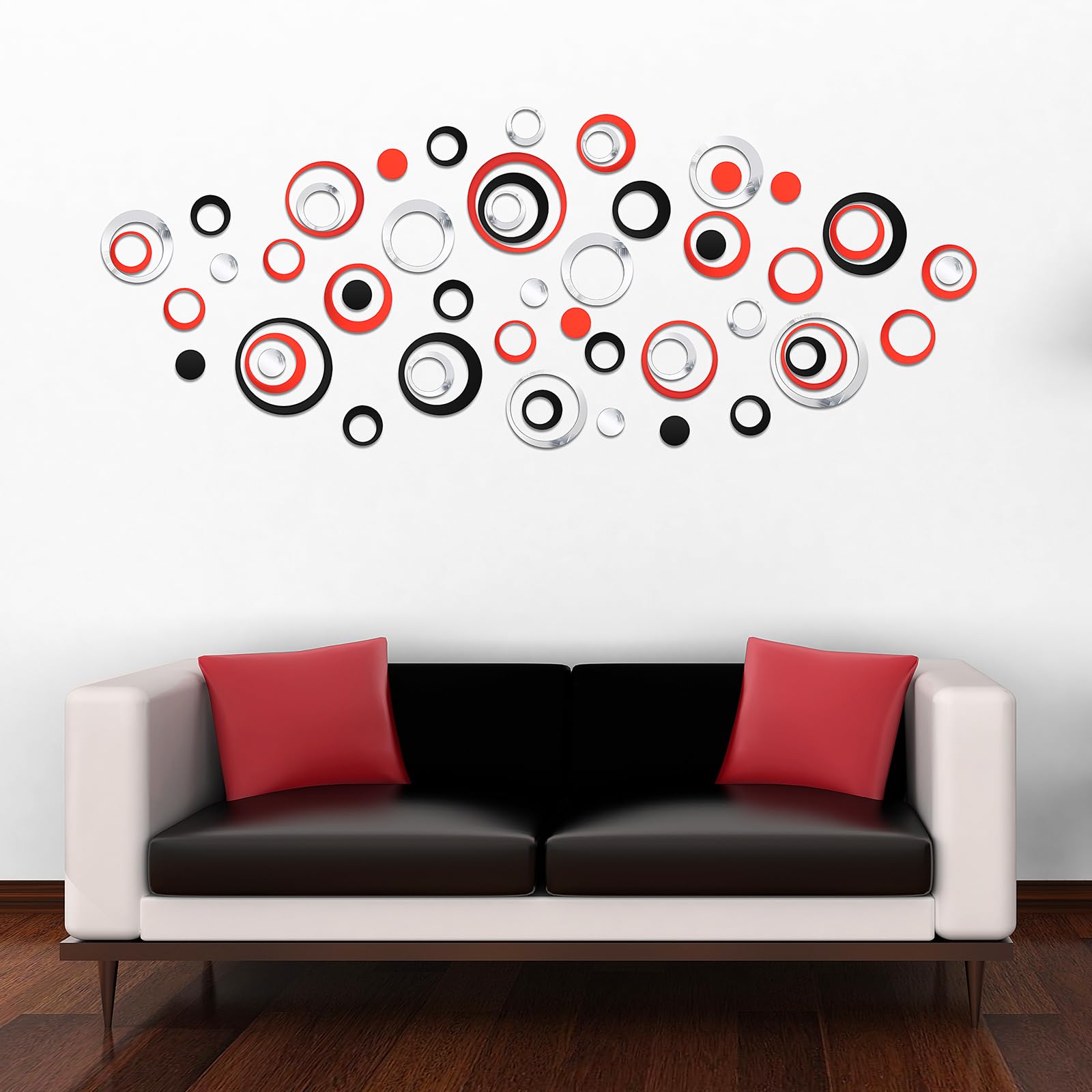 Outus 72 Pieces Acrylic Circle Mirror Wall Sticker Round Wall Decor Decals Removable Diy Adhesive For Living Room Bedroom Home D