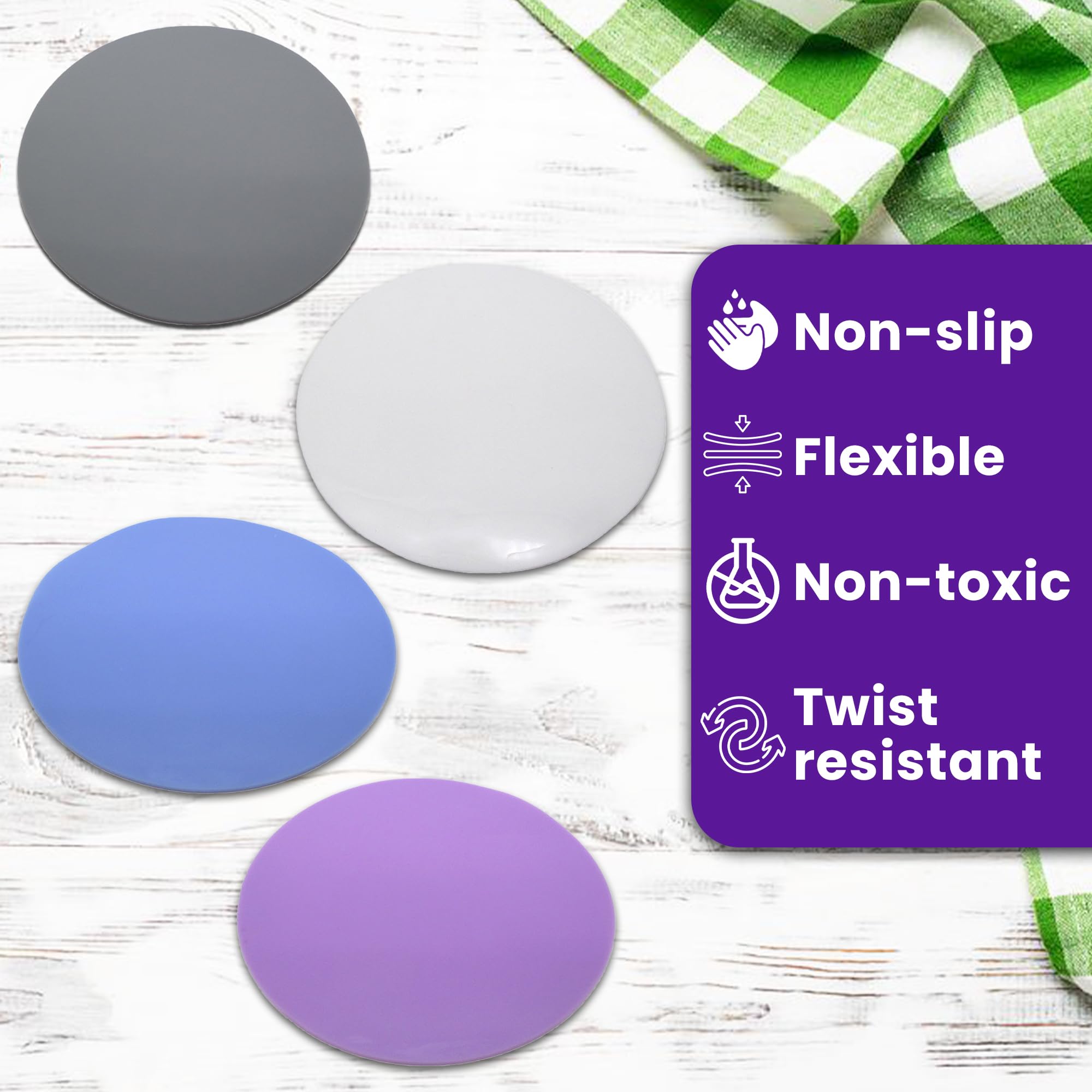 Gadgetime Usa Jar Opener Gripper Pads (Pack Of 4) - Round Non Slip Grippers For Jars, Lids & Bottles - Multipurpose Silicone Jar