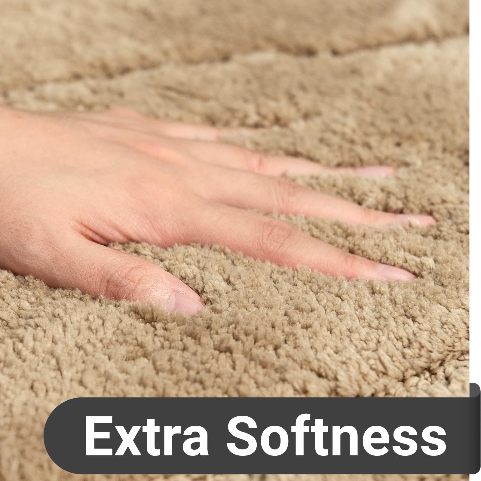 Dexde Bathroom Rugs Runner 24 X 60 Inch, Extra Long Bathroom Rug Non-Slip, Machine Washable Bath Mats Rug, Beige Soft Carpets Fo