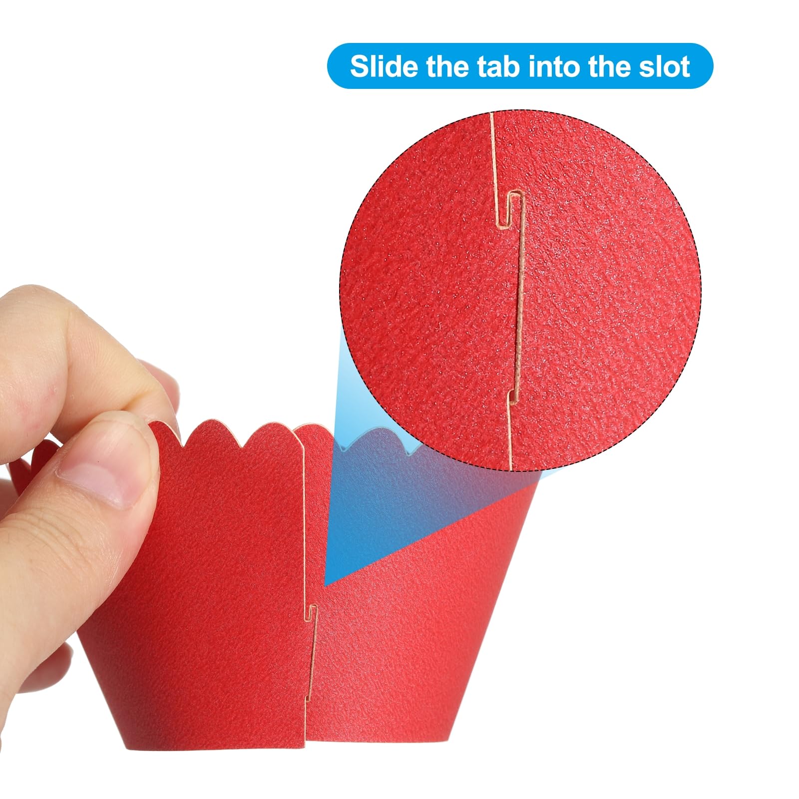 Patikil Cupcake Wrappers Paper, 50 Pack Baking Cups Standard Wave Decoration For Anniversary Birthday Weddings And Parties, Red