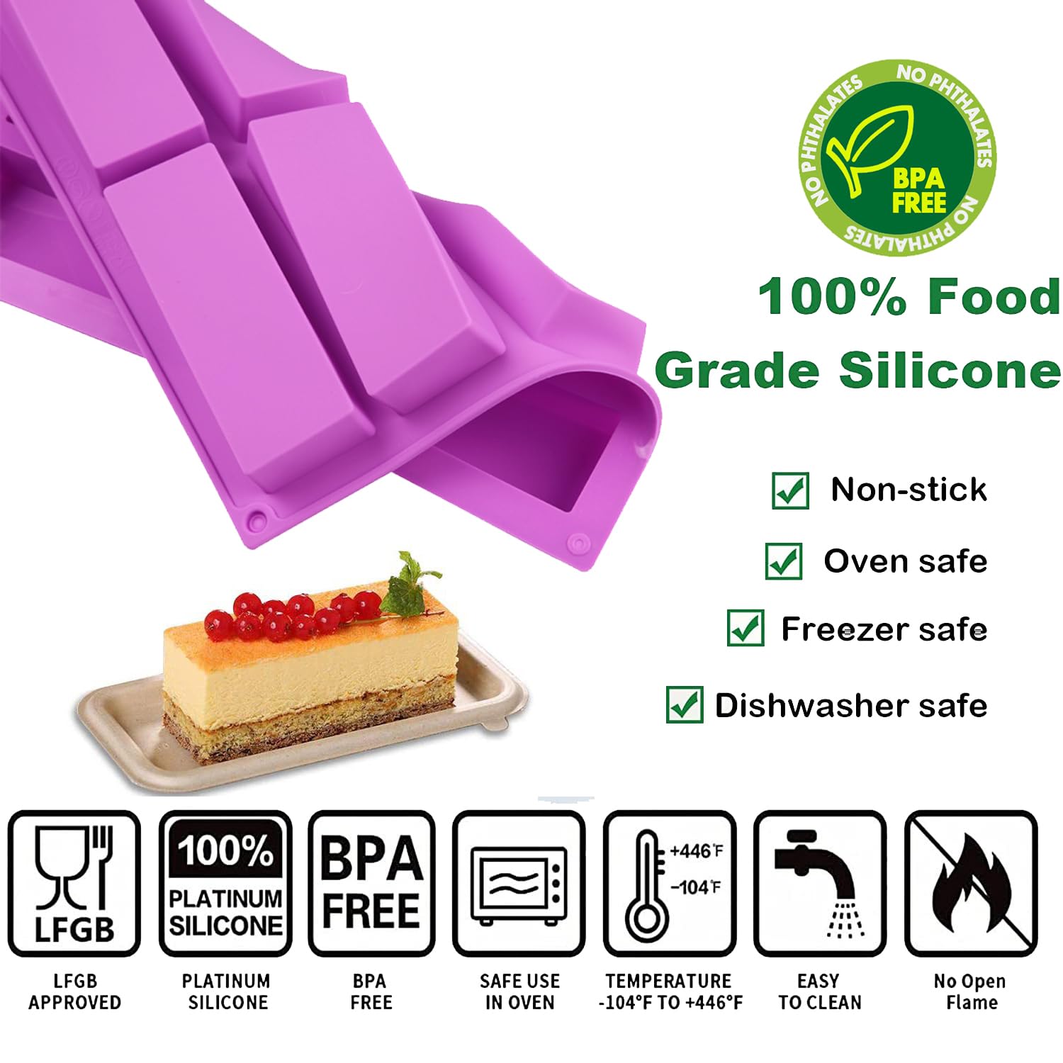Premium Nonstick Silicone Mold For Granola Bars - Set Of 2 | Easy Release, Effortless Cleaning, And Durable | Ideal For Baking,