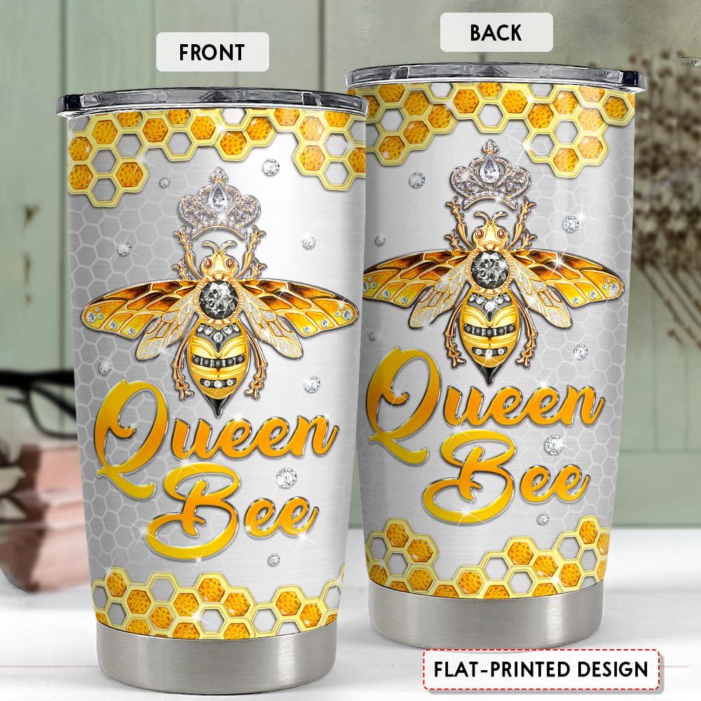 SANDJEST Bee Tumbler 20oz Jewelry Drawings Stainless Steel Insulated Tumblers Gifts for Women Girls Coffee Travel Mug Cup Gift f