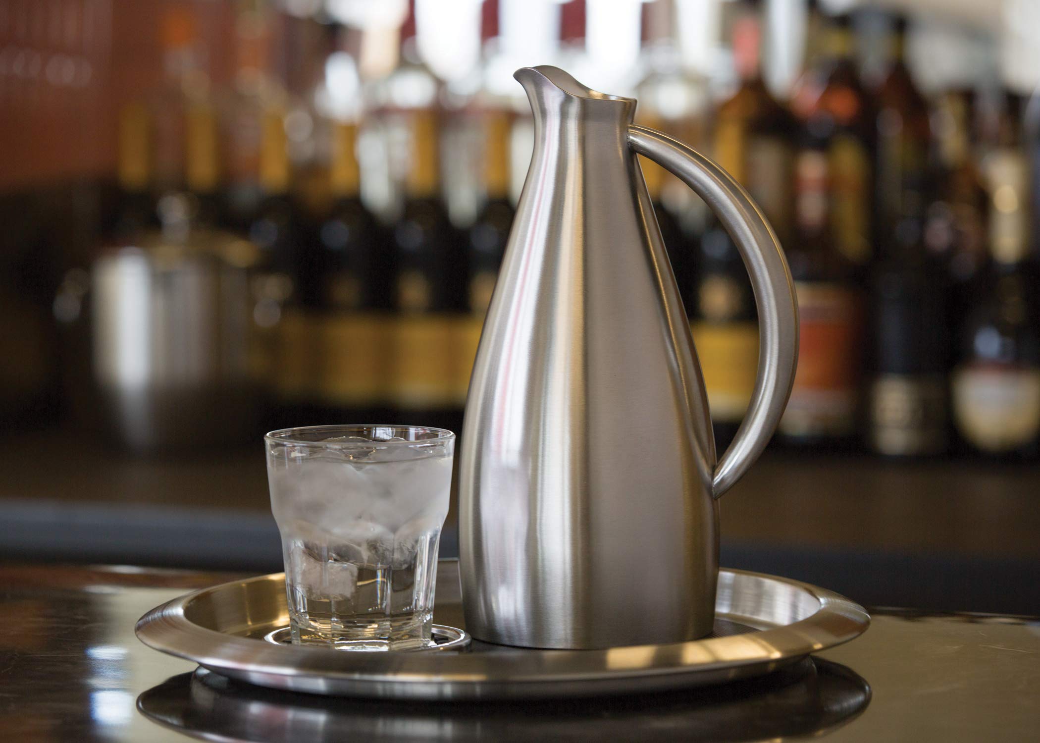 Service Ideas Tr1412Sr Tray With Top And Bottom Built In Non-Slip Rubber Inserts, 12'' Round, Dishwasher Safe, Stainless Steel