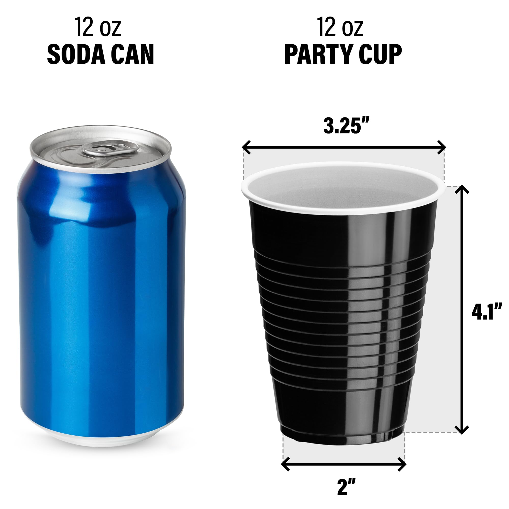 Decorrack Black Plastic Cups, 12 Oz Disposable Cups, Reusable Party Supplies (120 Count)