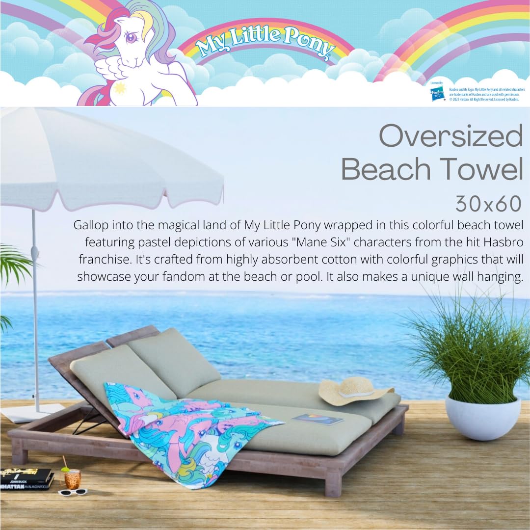 Franco My Little Pony Retro Super Soft Cotton Bath/Pool/Beach Towel, 60 In X 30 In, (Official Licensed My Little Pony Product) C