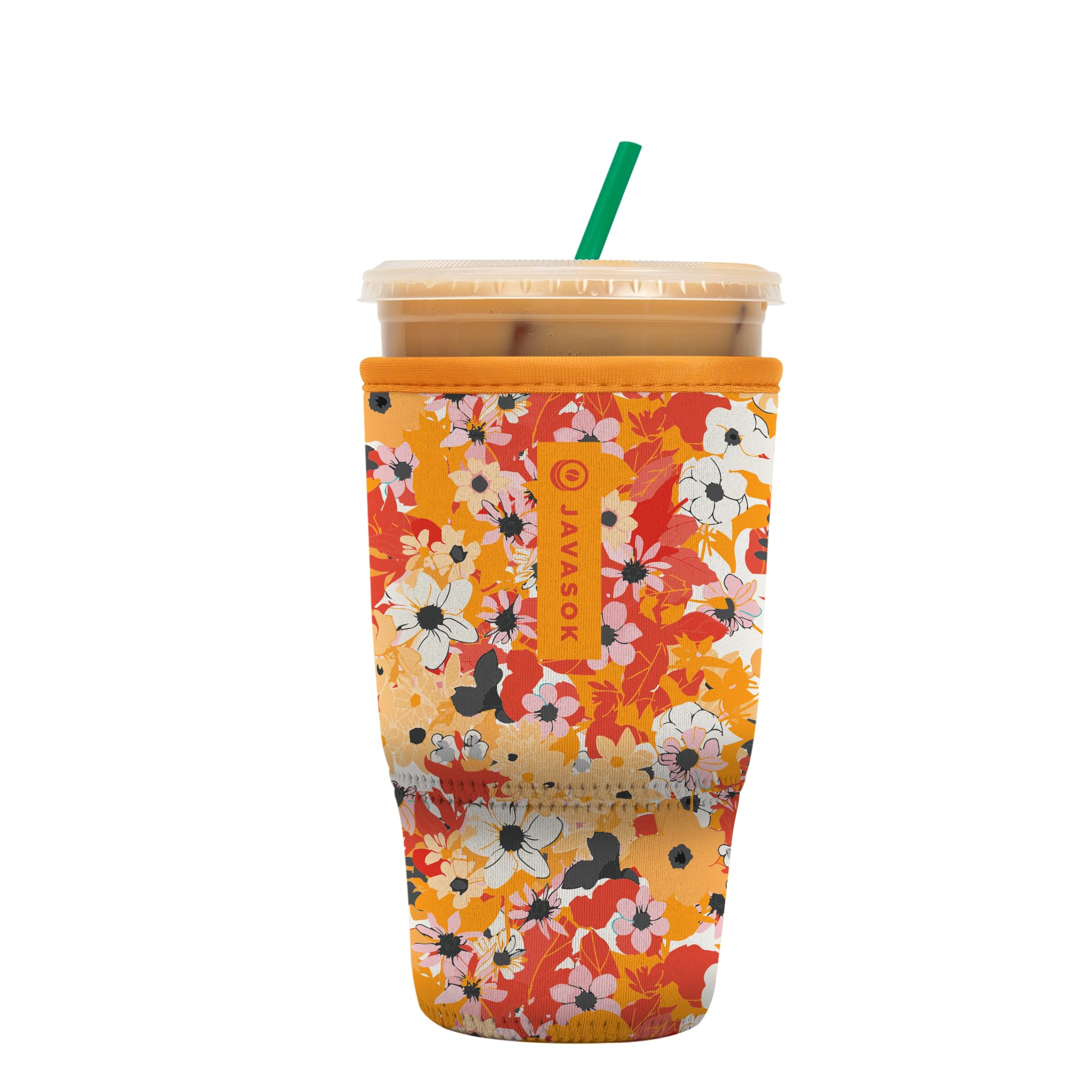 Sok It Java Sok Iced Coffee & Cold Soda Insulated Neoprene Cup Sleeve (Sunkissed Garden, Large: 30-32oz)
