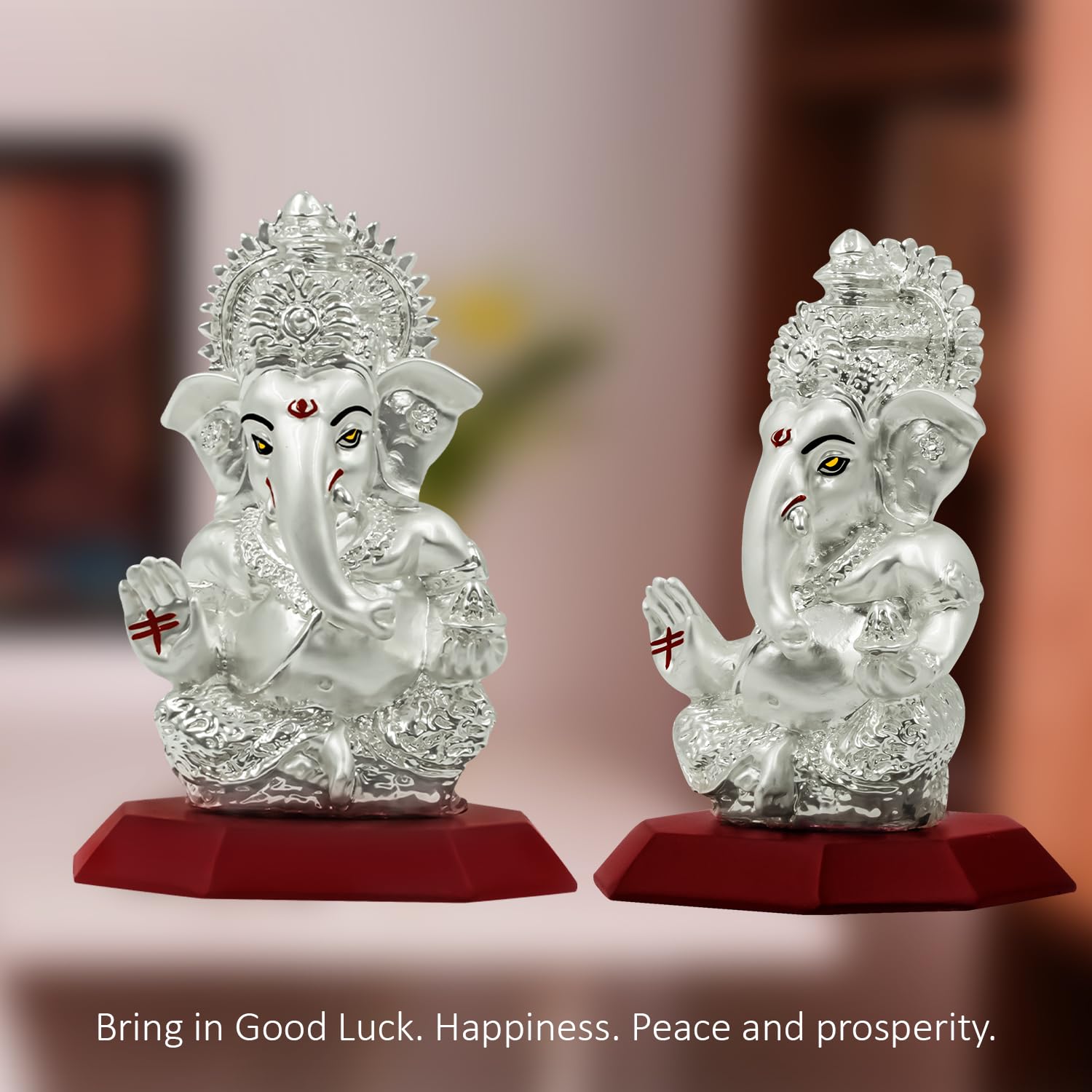Diviniti Ganesha Idol For Home Decor Showpiece 999 Silver Plated Statue Of Lord Ganesha For Tabletop Ganesh Ji Murti For Puja Ro