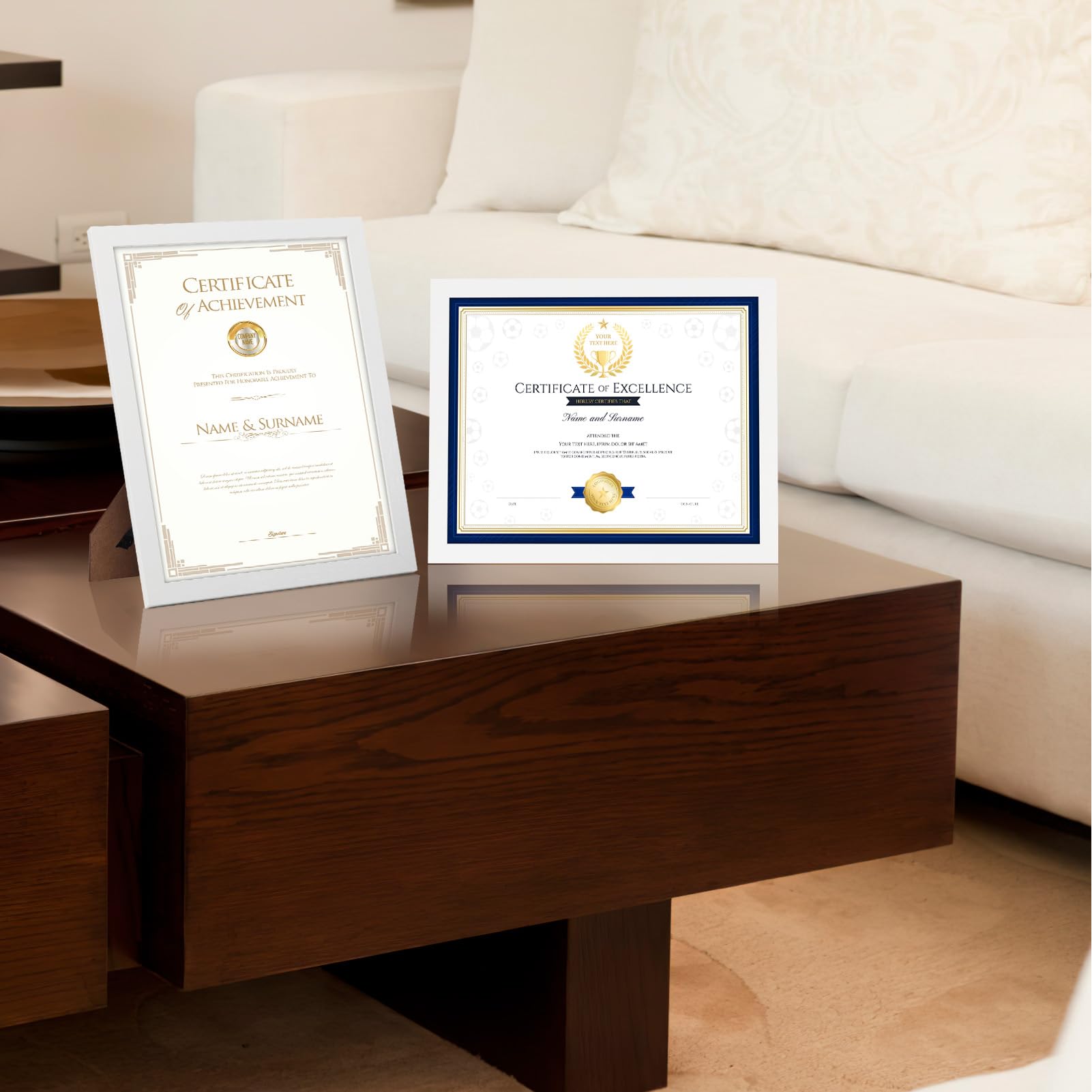 HORLIMER 8.5 x 11 Picture Frame Set of 15, White Photo Frames 8.5 by 11 for Certificate Diploma Document, Wall Hanging or Tablet